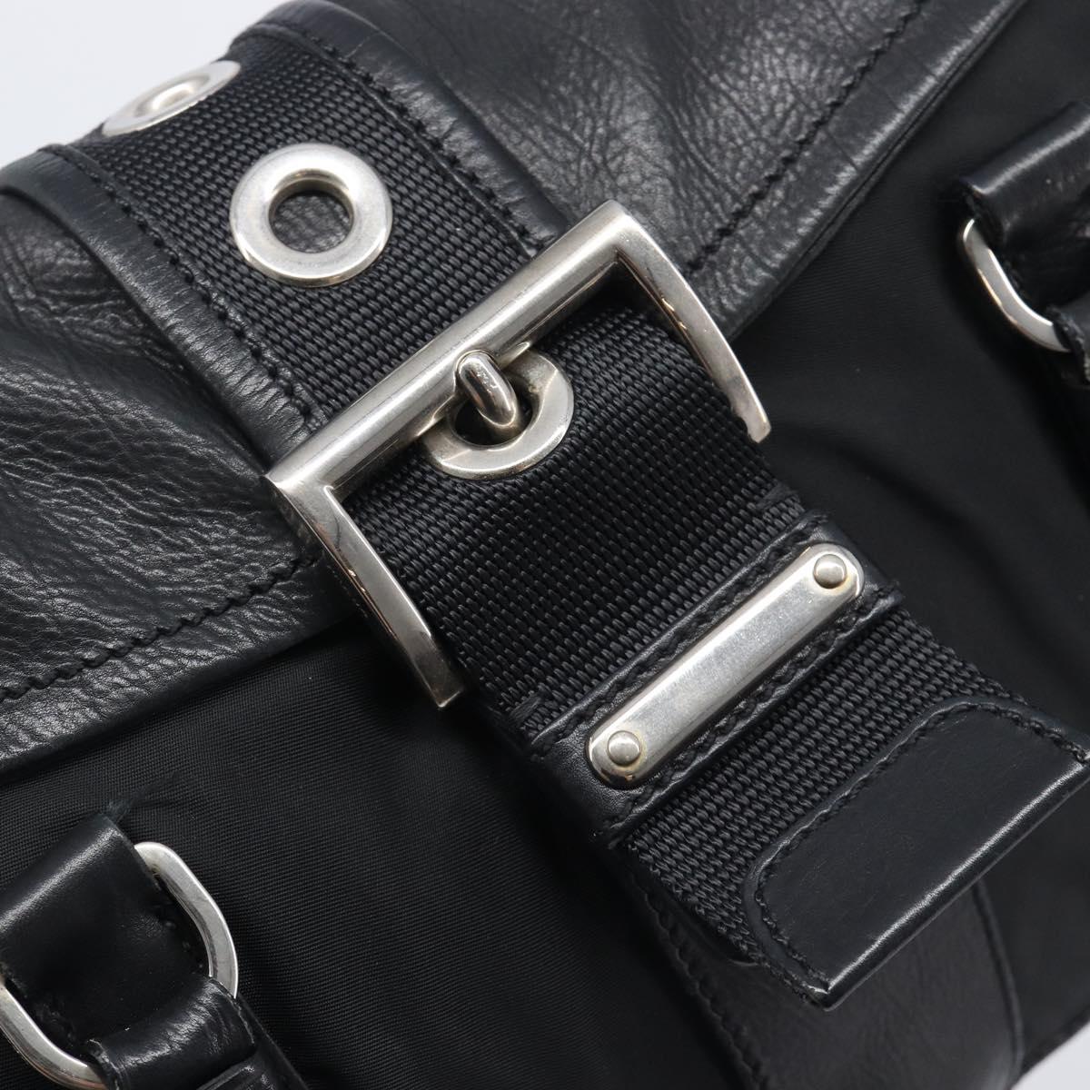 PRADA Shoulder Bag Nylon Black Silver Auth am13098A