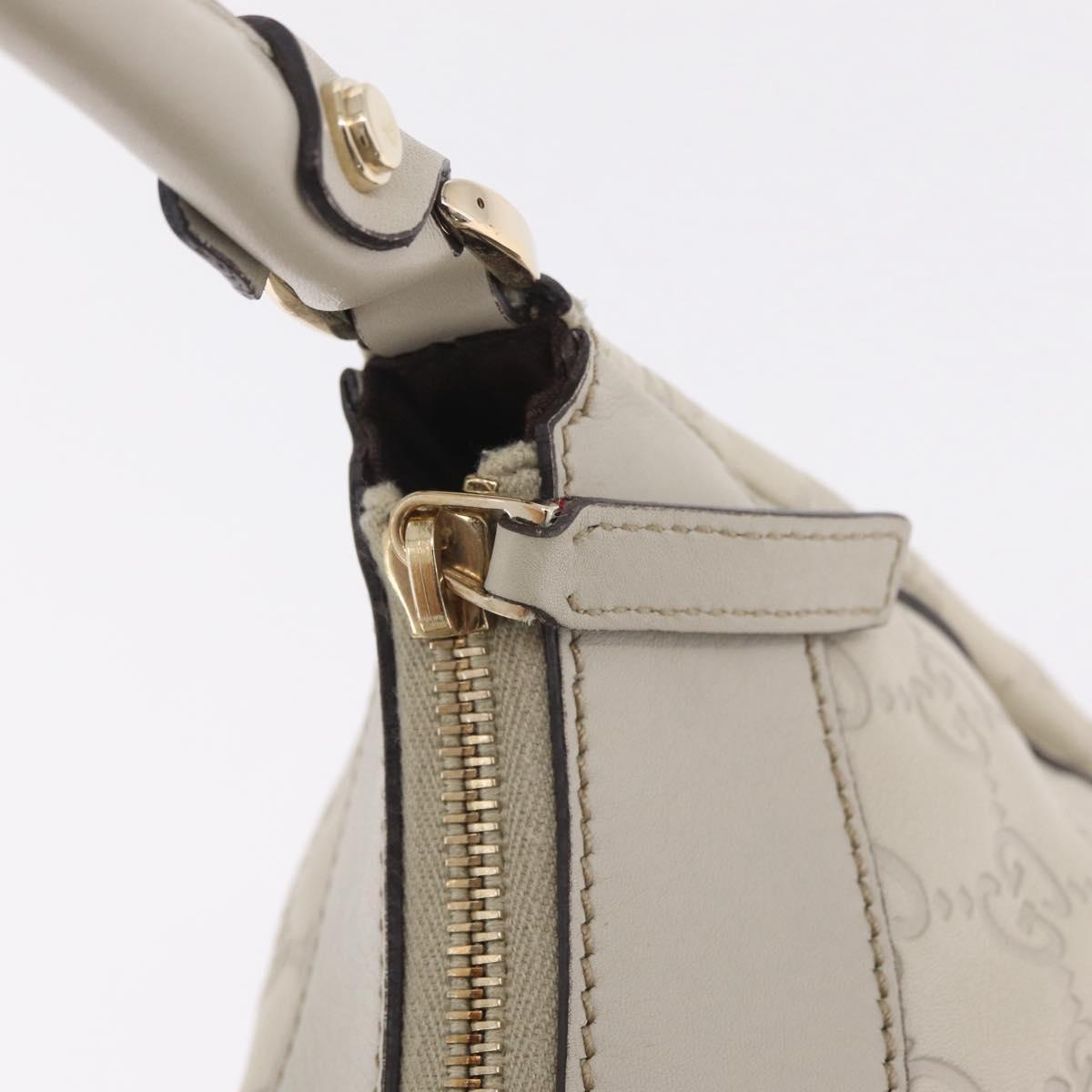GUCCI GuccissimaGG Abbey Hand Bag Leather White Gold Tone 190525 Auth am13101V