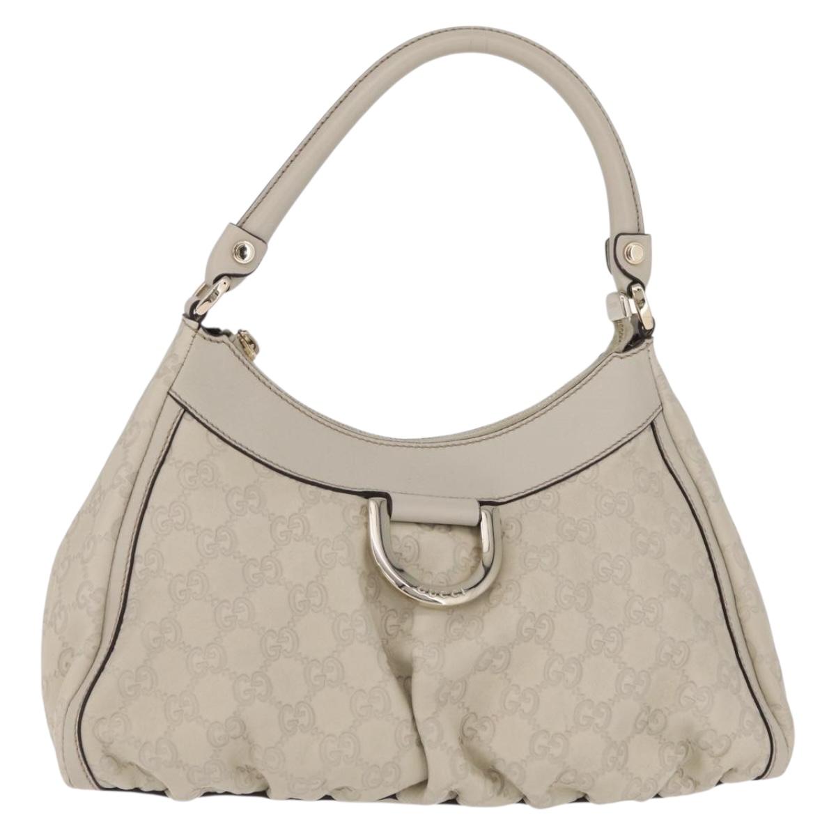 GUCCI GuccissimaGG Abbey Hand Bag Leather White Gold Tone 190525 Auth am13101V