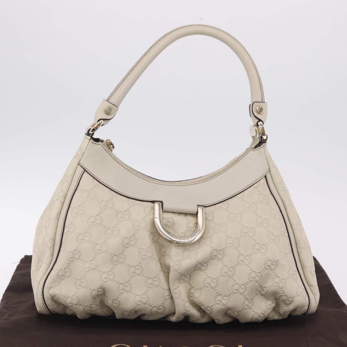 GUCCI GuccissimaGG Abbey Hand Bag Leather White Gold Tone 190525 Auth am13101V