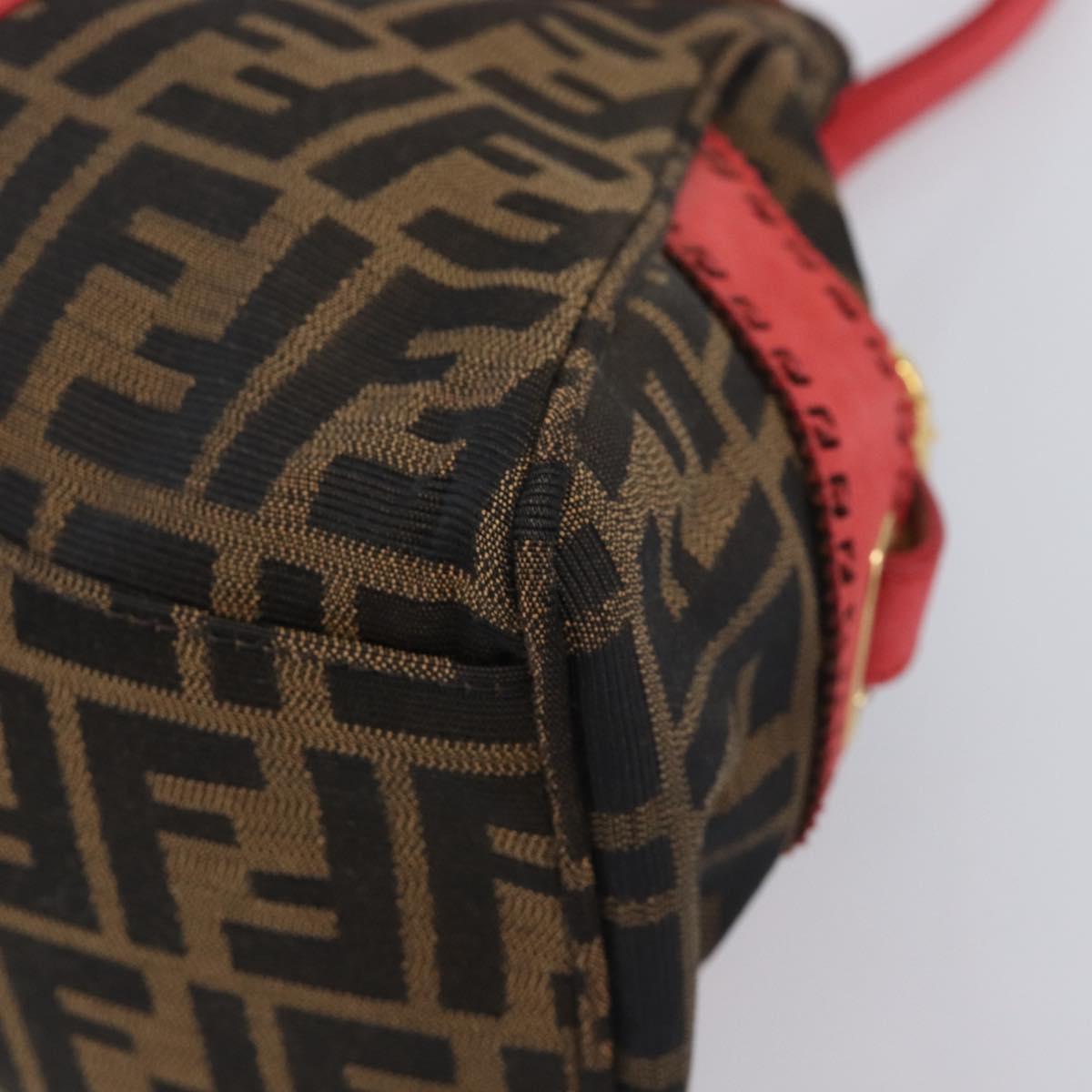 FENDI Zucca Canvas Etnico Hand Bag Brown Red 8BN157 Auth am13102V