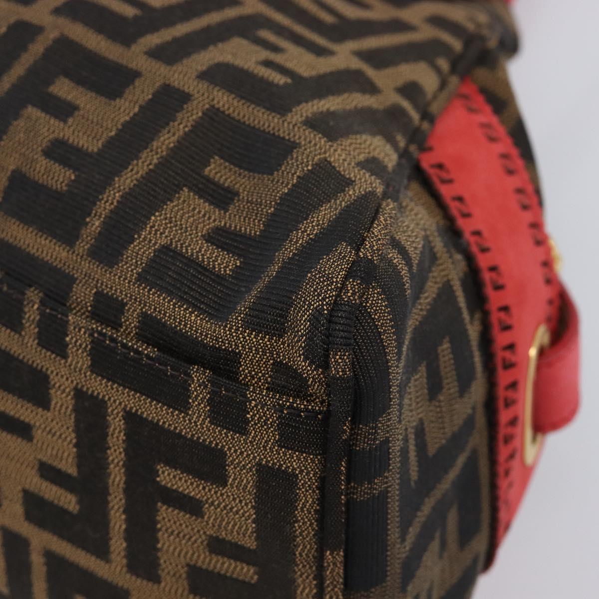 FENDI Zucca Canvas Etnico Hand Bag Brown Red 8BN157 Auth am13102V