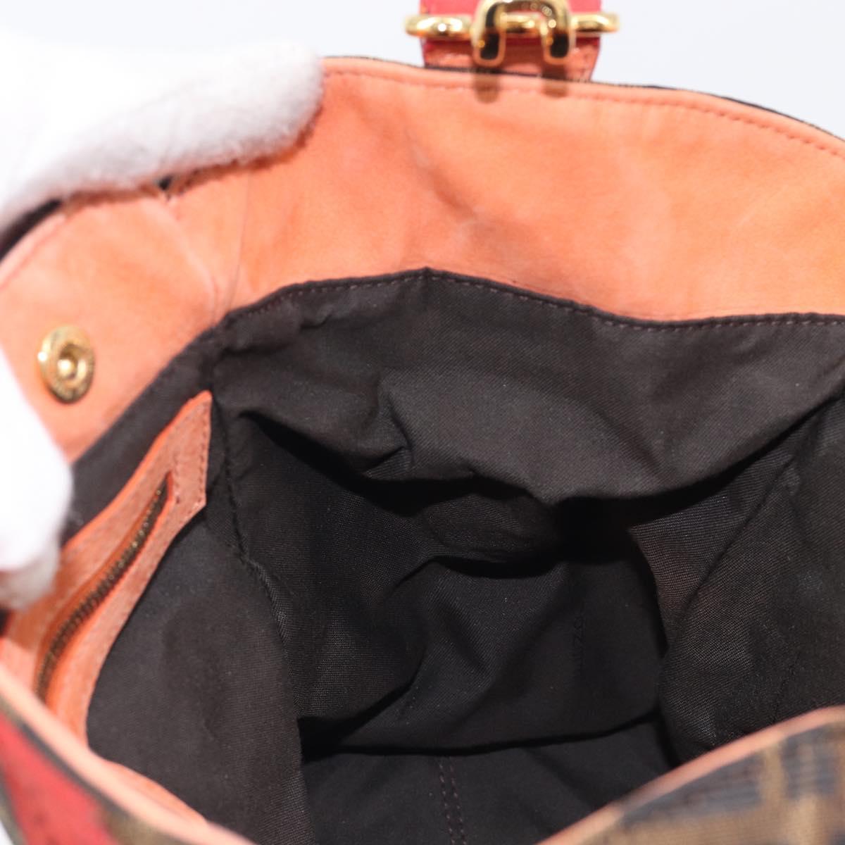 FENDI Zucca Canvas Etnico Hand Bag Brown Red 8BN157 Auth am13102V