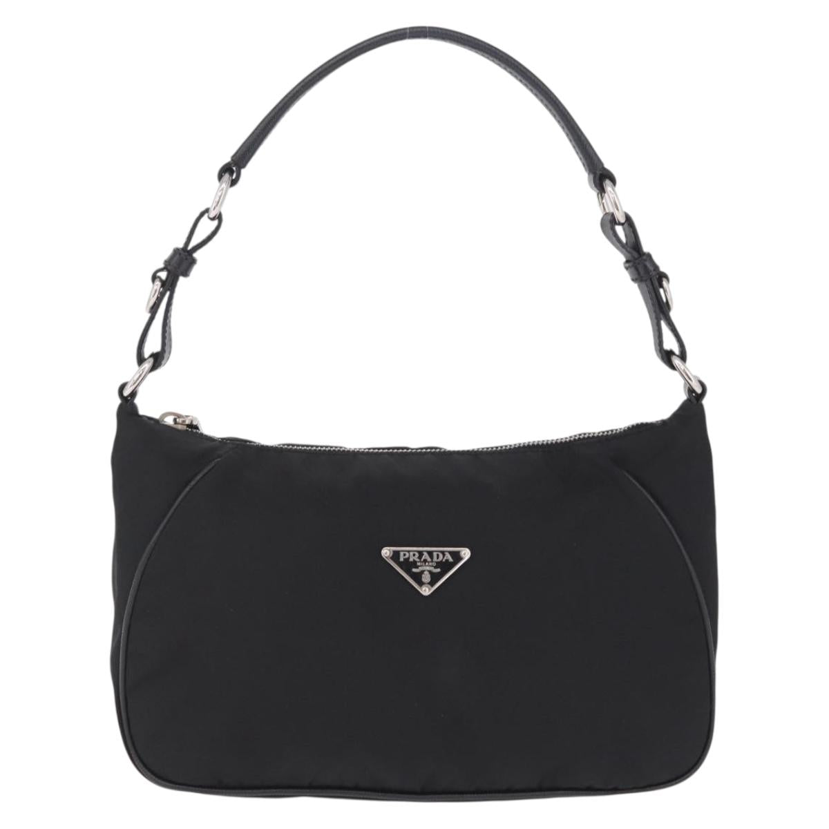 PRADA Shoulder Bag Nylon Black Silver Auth am13104V