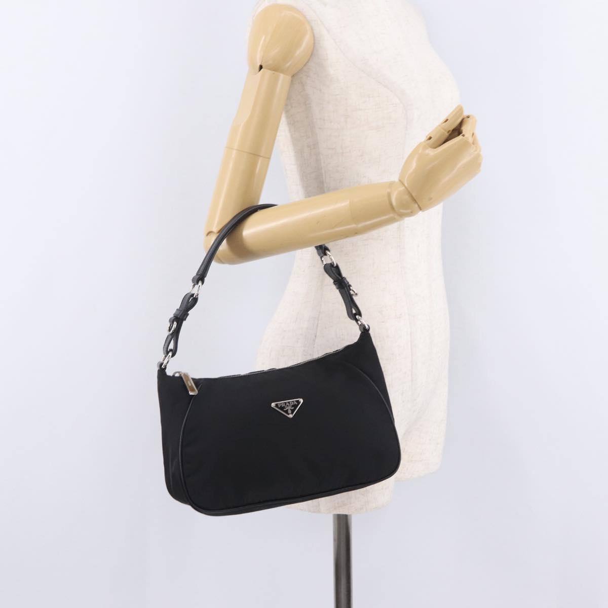 PRADA Shoulder Bag Nylon Black Silver Auth am13104V