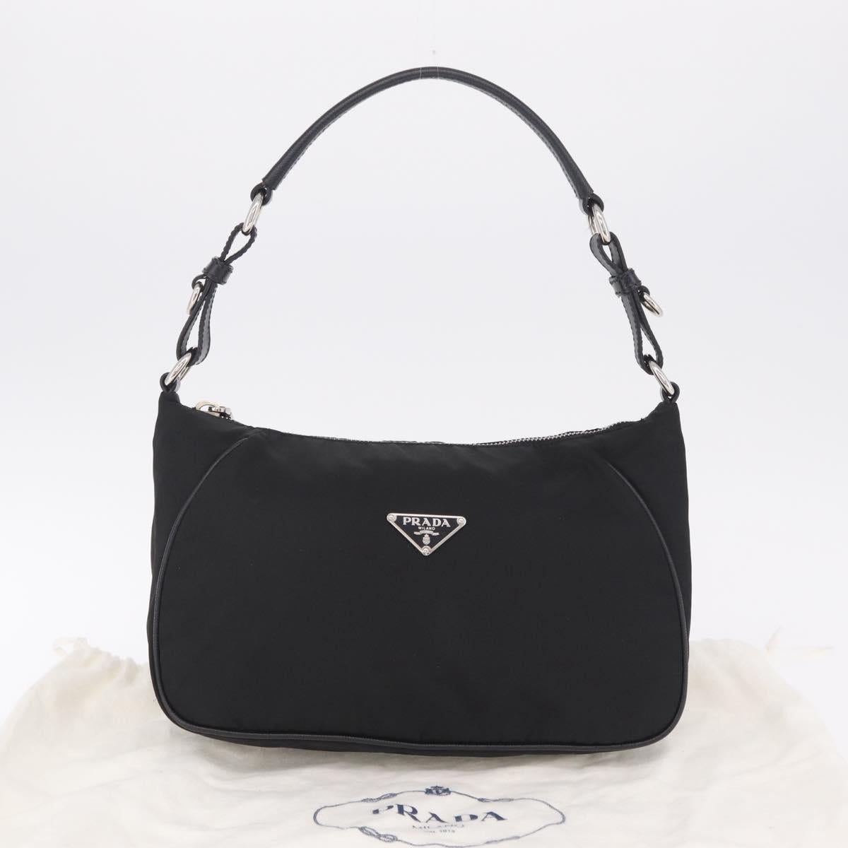 PRADA Shoulder Bag Nylon Black Silver Auth am13104V