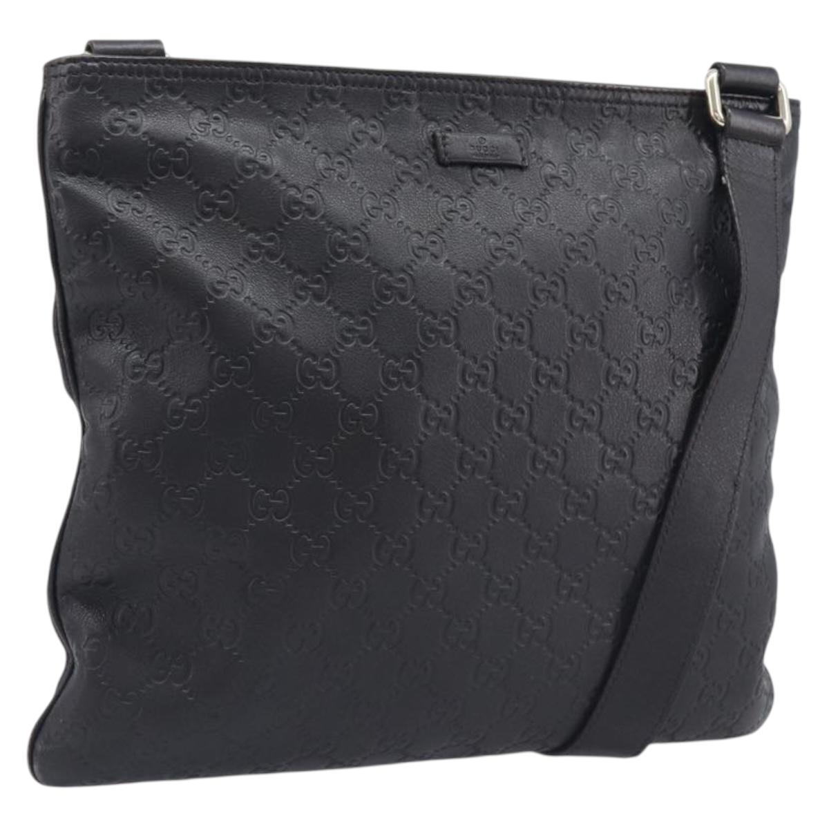 GUCCI GuccissimaGG Shoulder Bag Leather Black Gold Tone 201446 Auth am13105V