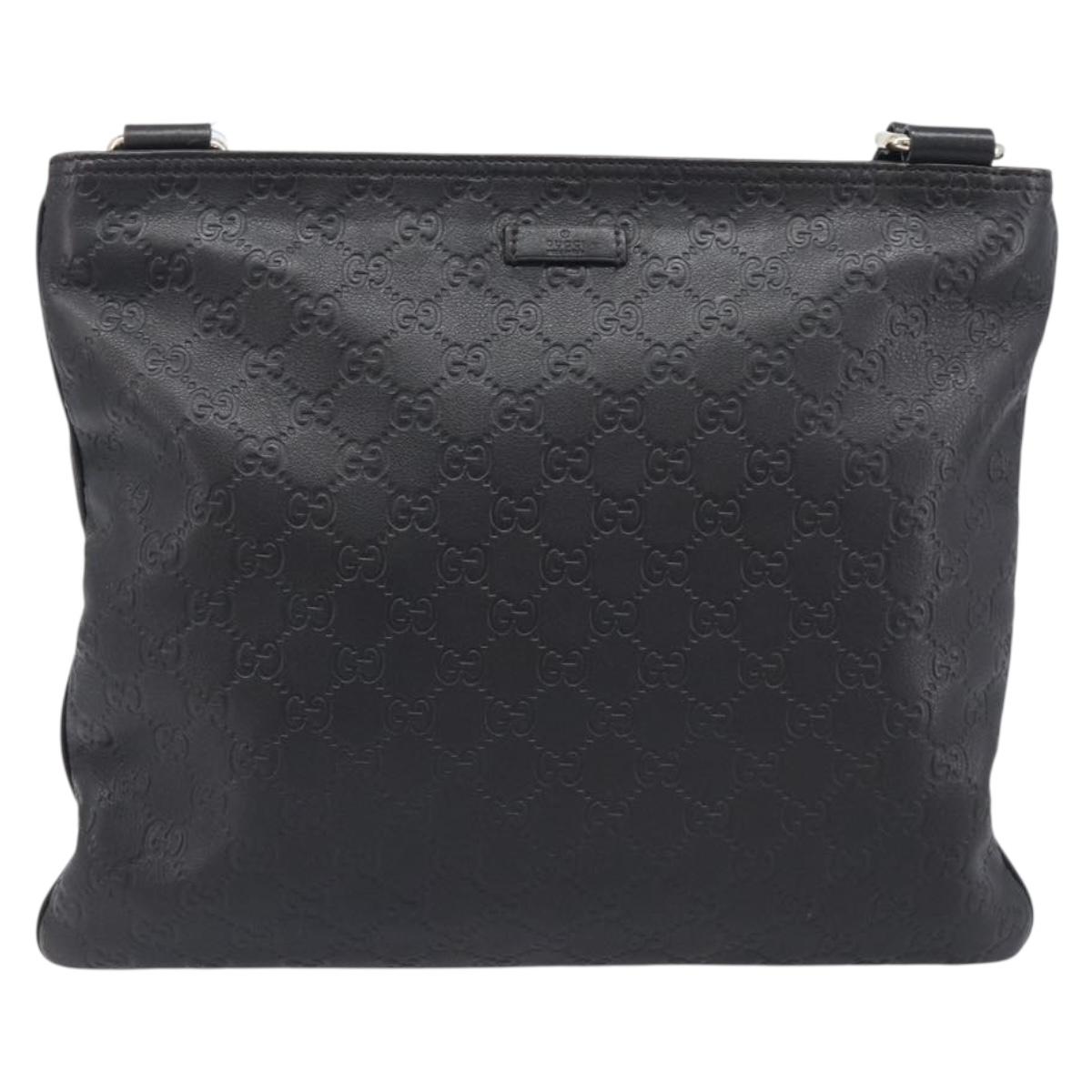 GUCCI GuccissimaGG Shoulder Bag Leather Black Gold Tone 201446 Auth am13105V