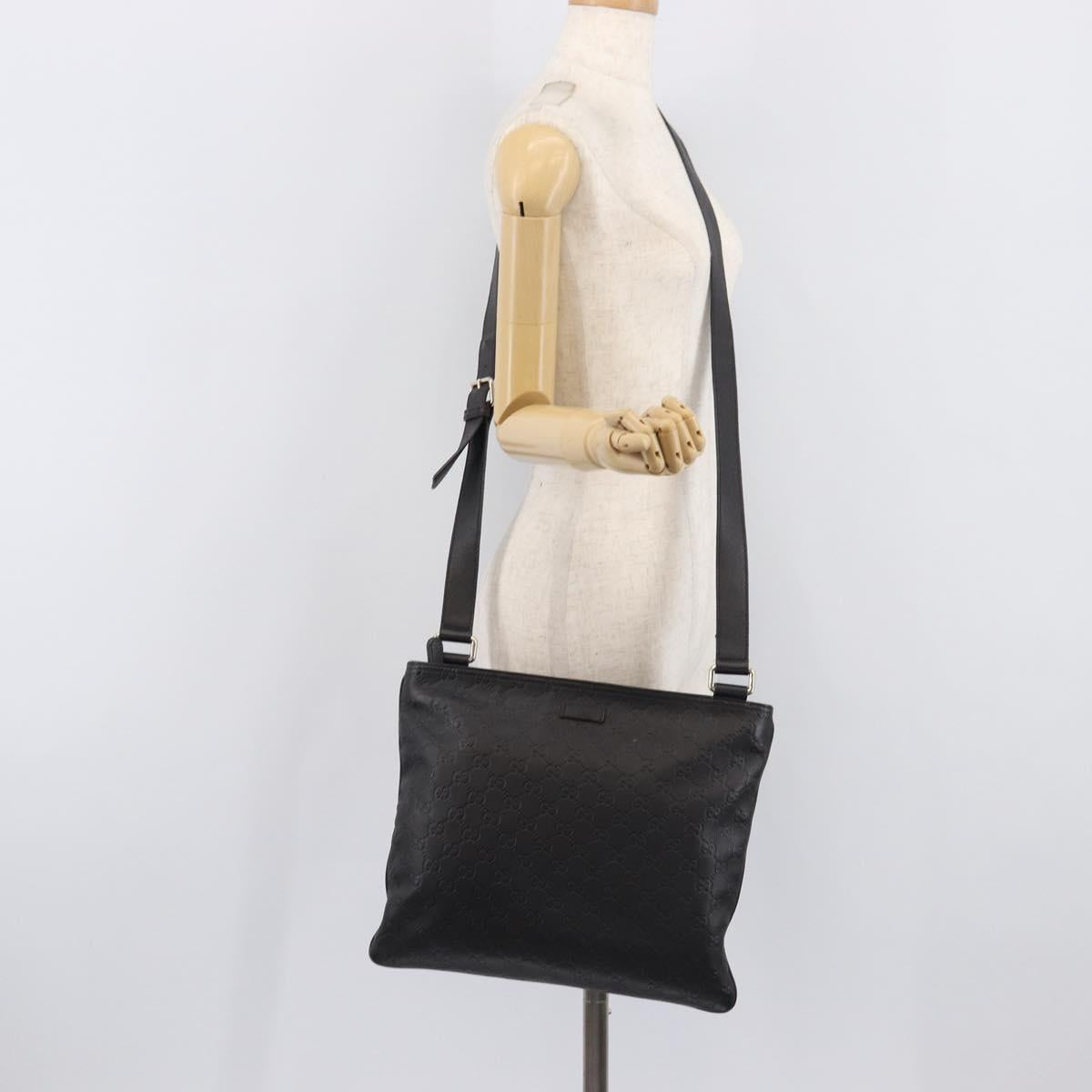 GUCCI GuccissimaGG Shoulder Bag Leather Black Gold Tone 201446 Auth am13105V