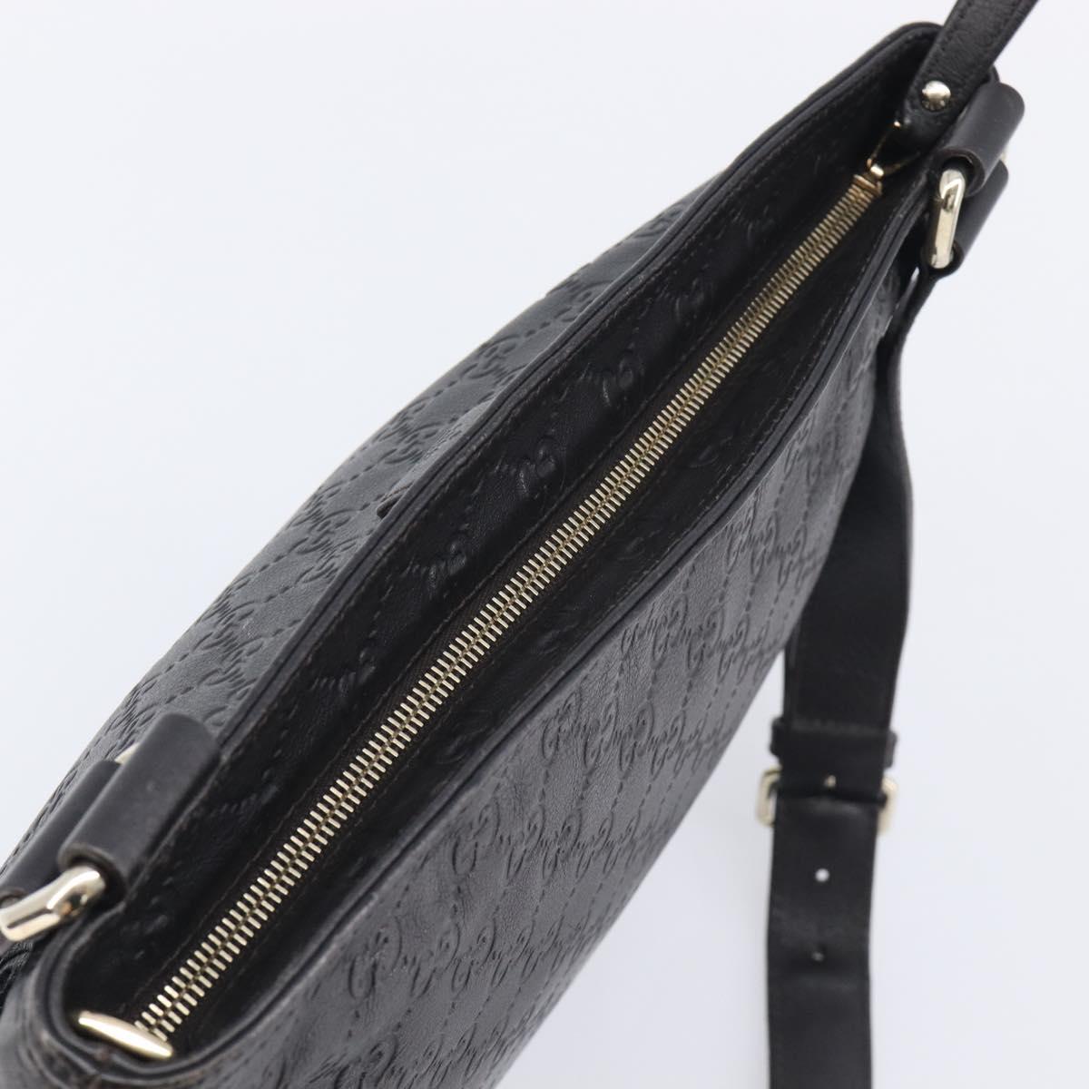 GUCCI GuccissimaGG Shoulder Bag Leather Black Gold Tone 201446 Auth am13105V