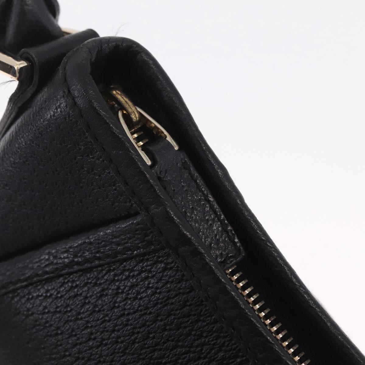 GUCCI Abbey Shoulder Bag Leather Black Gold Tone 130939 Auth am13107V