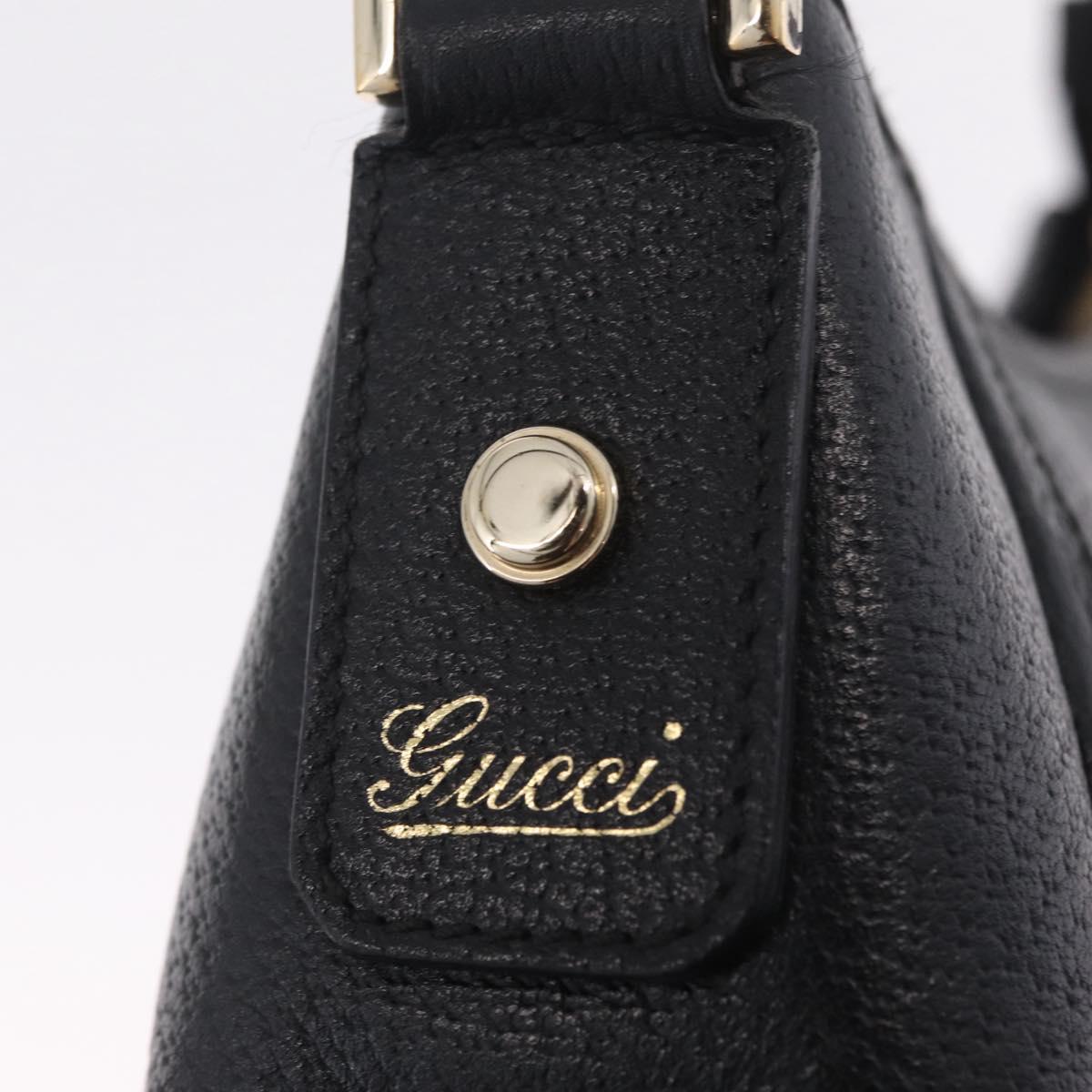 GUCCI Abbey Shoulder Bag Leather Black Gold Tone 130939 Auth am13107V