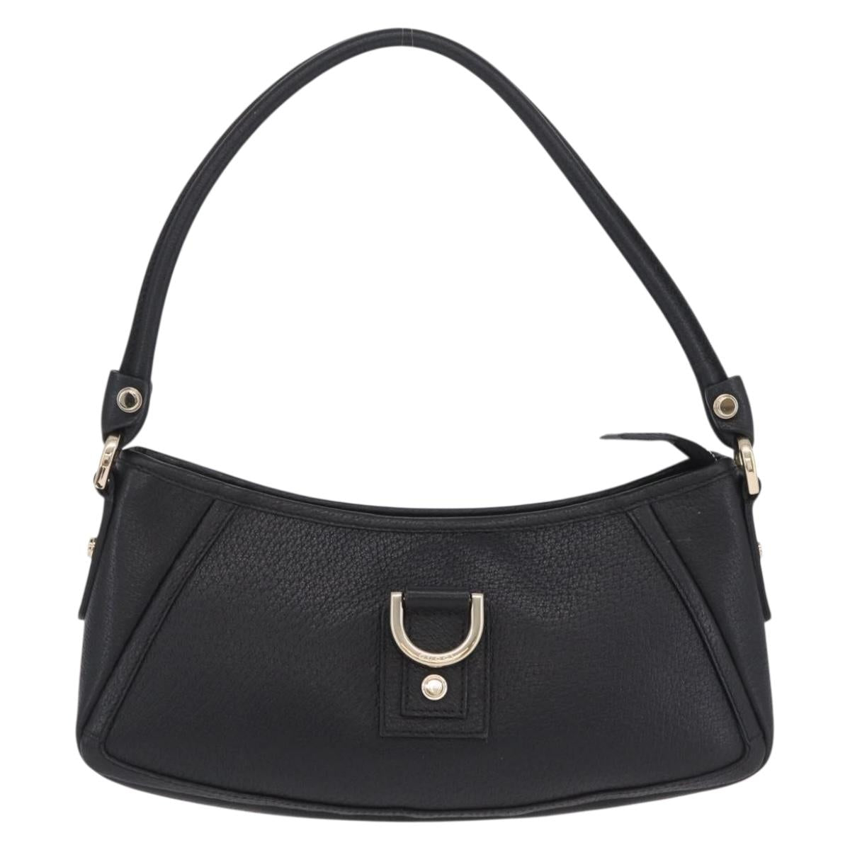GUCCI Abbey Shoulder Bag Leather Black Gold Tone 130939 Auth am13107V