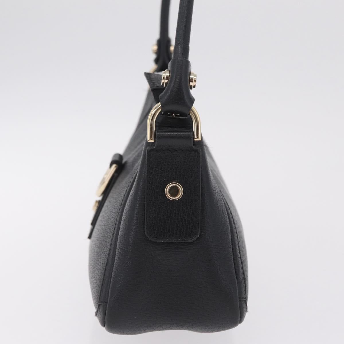 GUCCI Abbey Shoulder Bag Leather Black Gold Tone 130939 Auth am13107V