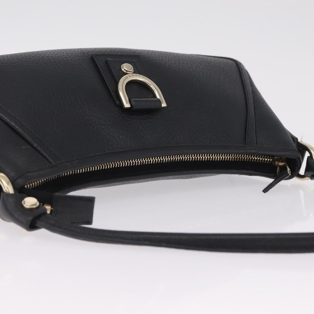 GUCCI Abbey Shoulder Bag Leather Black Gold Tone 130939 Auth am13107V