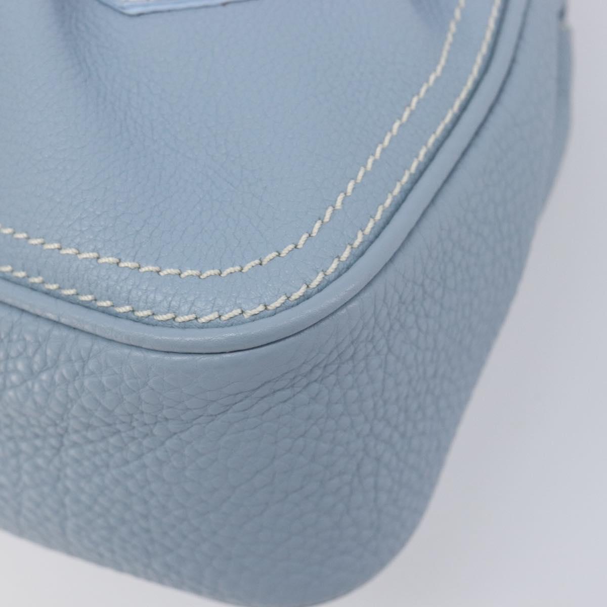 CELINE Hand Bag Leather Light Blue Gold Tone Auth am13108V
