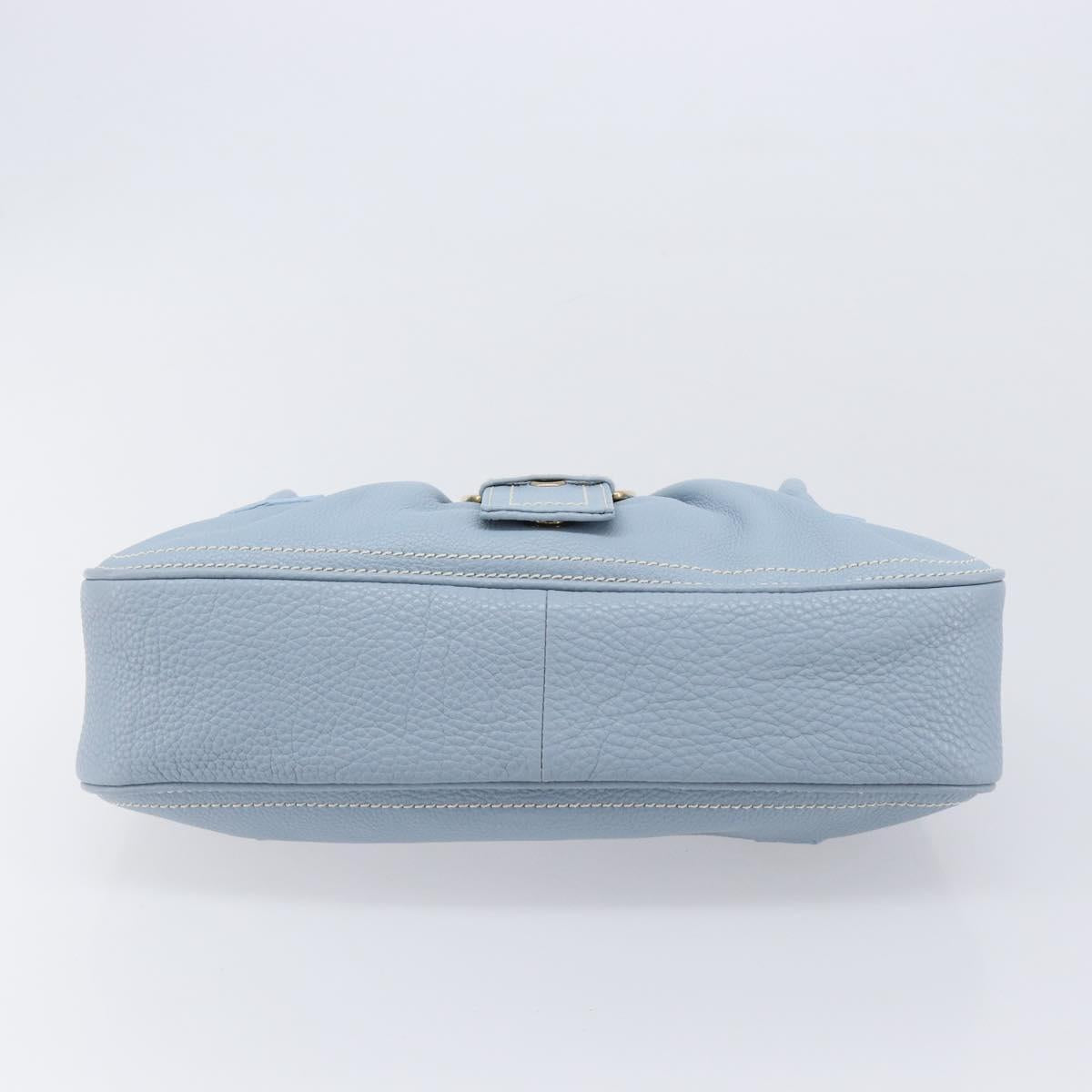 CELINE Hand Bag Leather Light Blue Gold Tone Auth am13108V