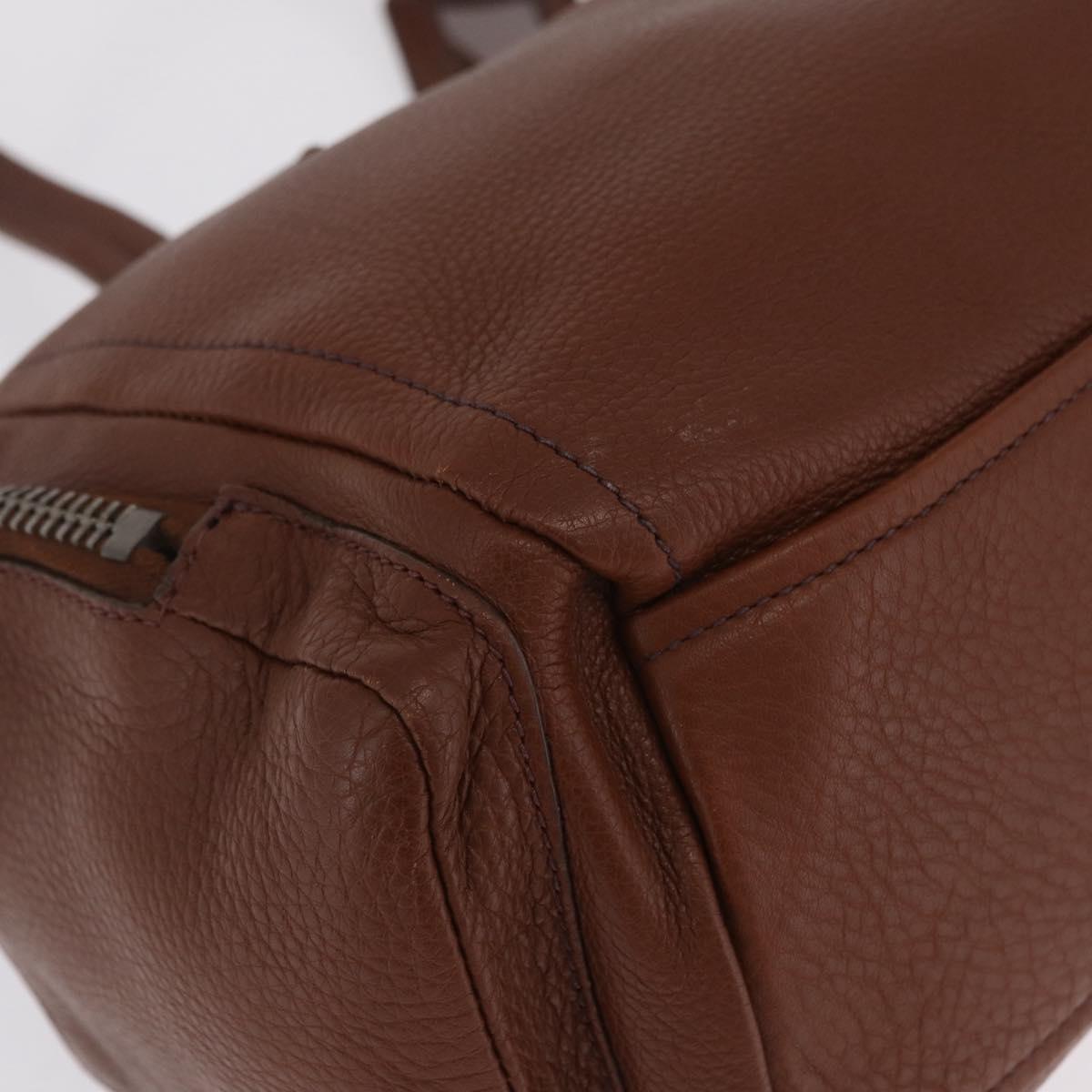 PRADA Hand Bag Leather Brown Silver Auth am13109SAV