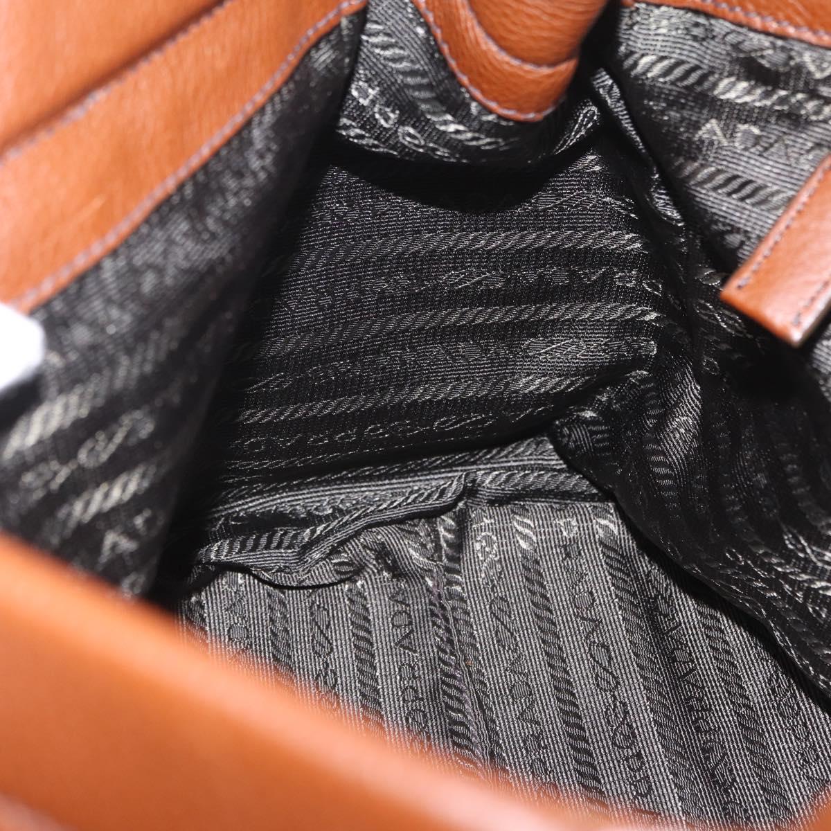 PRADA Hand Bag Leather Brown Silver Auth am13109SAV
