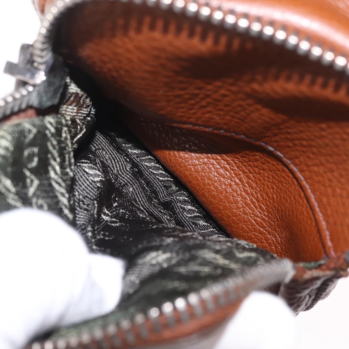 PRADA Hand Bag Leather Brown Silver Auth am13109SAV