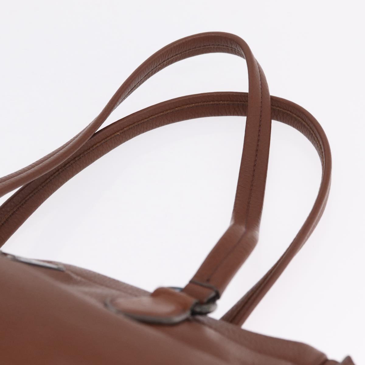 PRADA Hand Bag Leather Brown Silver Auth am13109SAV