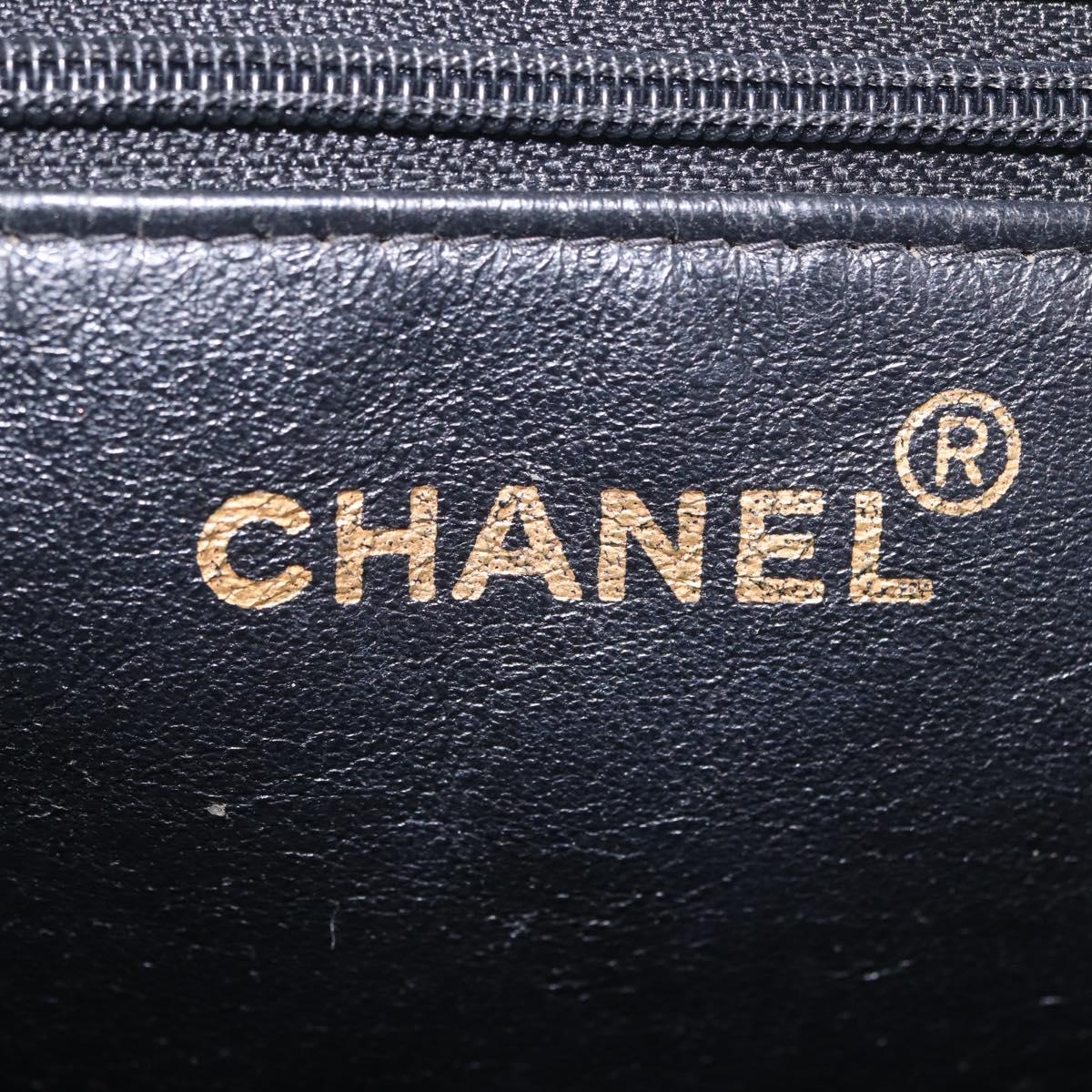 CHANEL COCO Mark Chain Tote Bag Lamb Skin Black Gold Tone CC Auth am13114V
