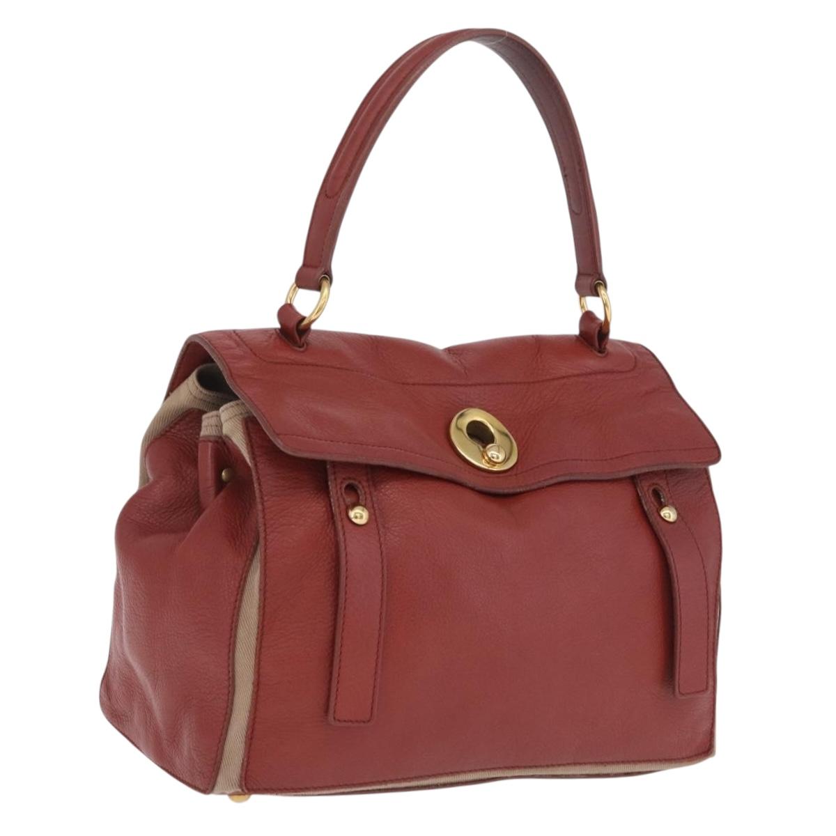 Saint Laurent Muse To Hand Bag Leather Brown Gold Tone 229680 Auth am13115A
