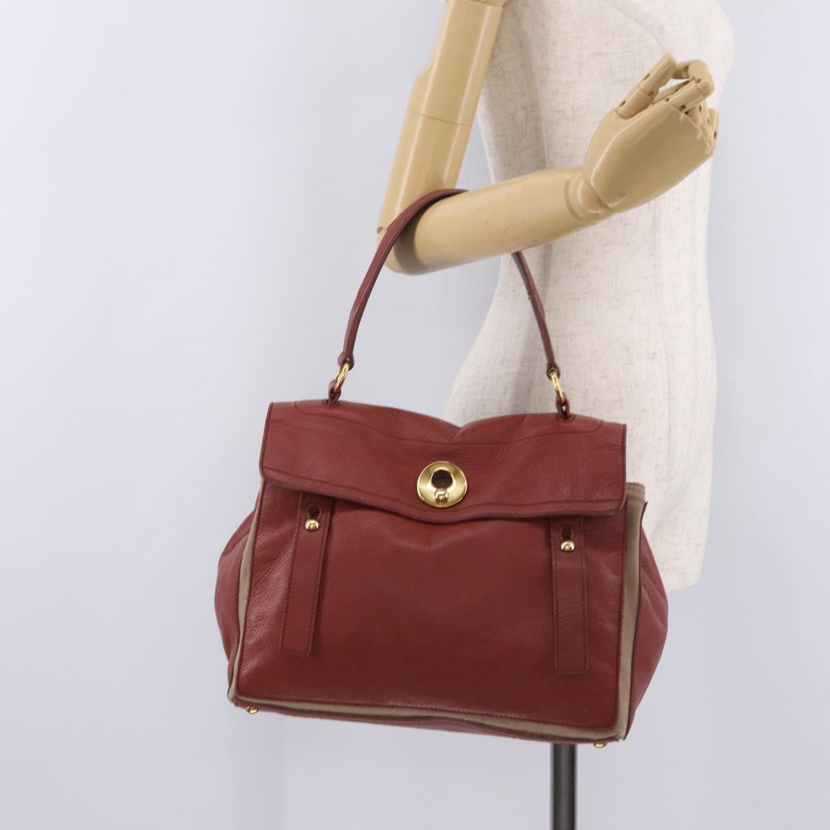 Saint Laurent Muse To Hand Bag Leather Brown Gold Tone 229680 Auth am13115A