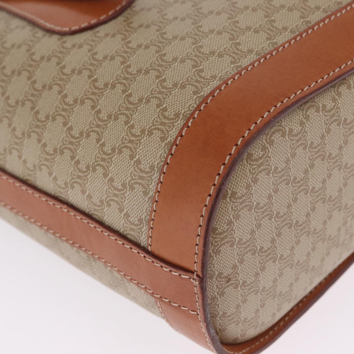 CELINE Macadam Tote Bag PVC Beige Gold Tone Auth am13124V