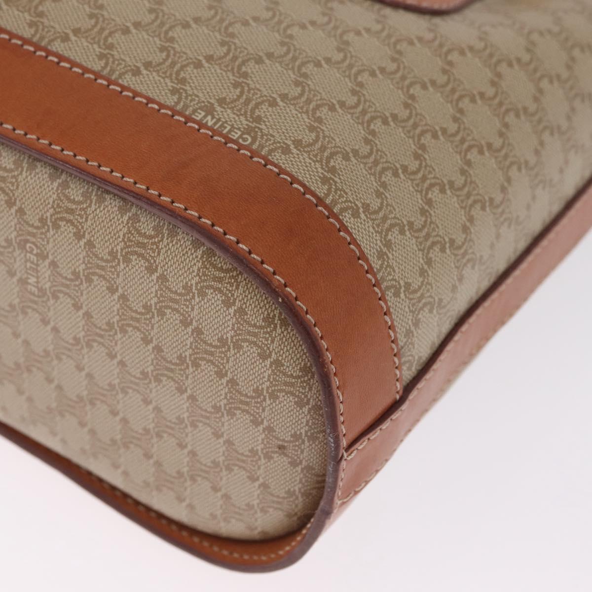 CELINE Macadam Tote Bag PVC Beige Gold Tone Auth am13124V