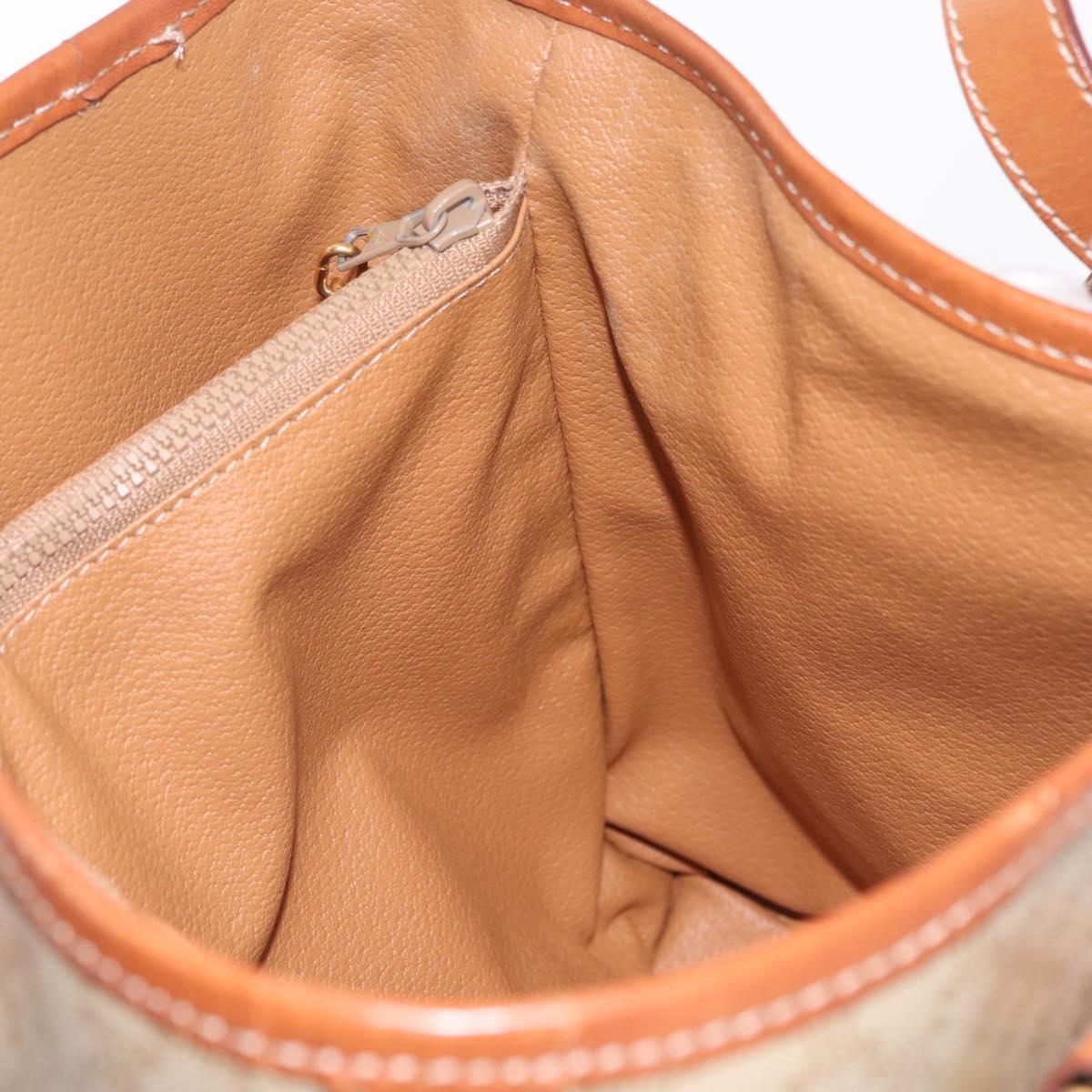 CELINE Macadam Tote Bag PVC Beige Gold Tone Auth am13124V