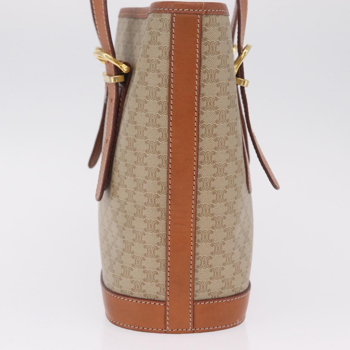 CELINE Macadam Tote Bag PVC Beige Gold Tone Auth am13124V