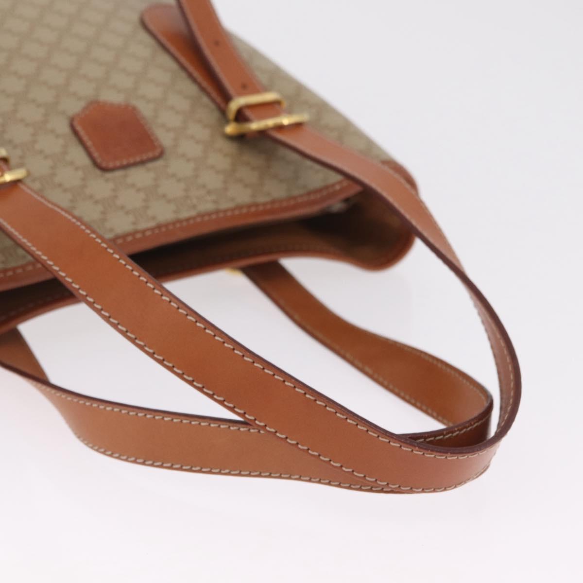 CELINE Macadam Tote Bag PVC Beige Gold Tone Auth am13124V
