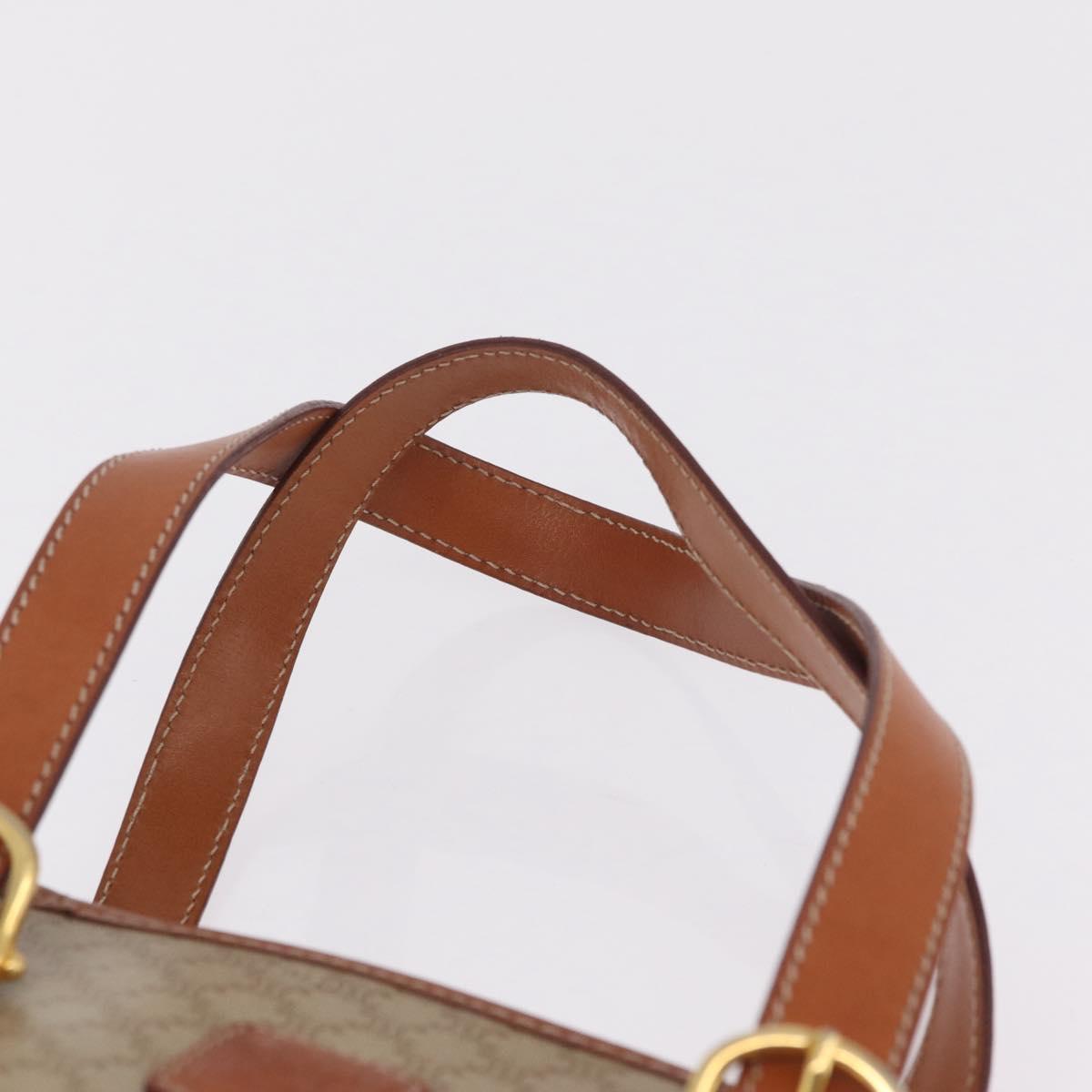 CELINE Macadam Tote Bag PVC Beige Gold Tone Auth am13124V
