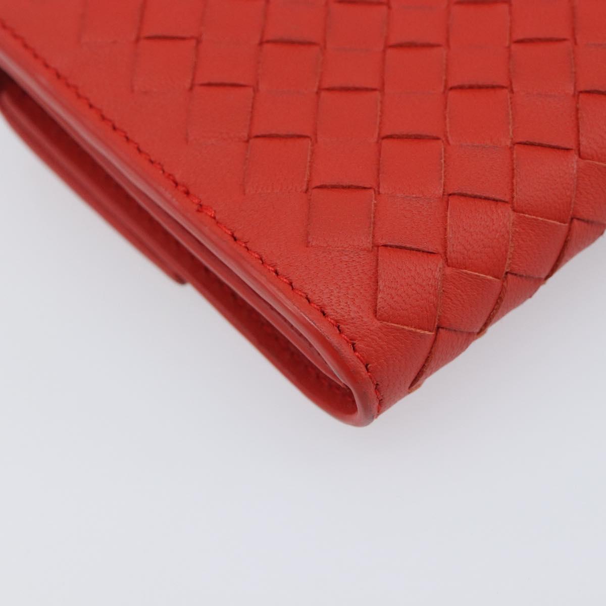 Bottega Veneta INTRECCIATO Long Wallet Leather Orange Auth am13125V
