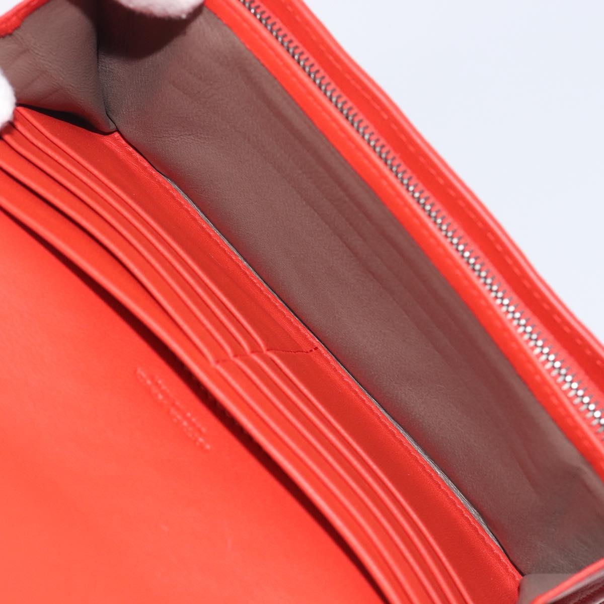 Bottega Veneta INTRECCIATO Long Wallet Leather Orange Auth am13125V