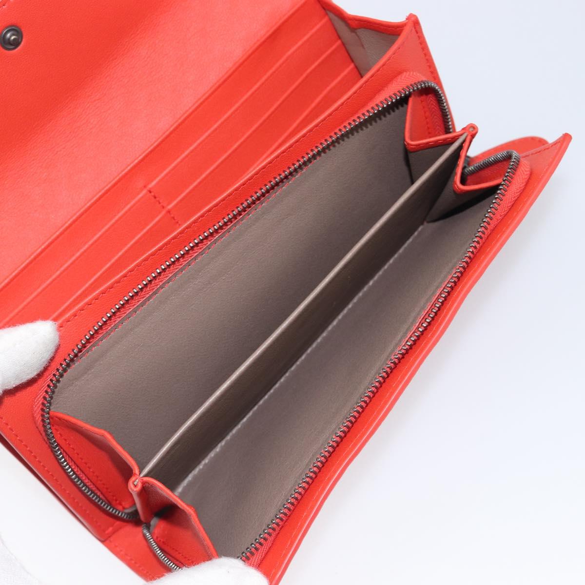 Bottega Veneta INTRECCIATO Long Wallet Leather Orange Auth am13125V