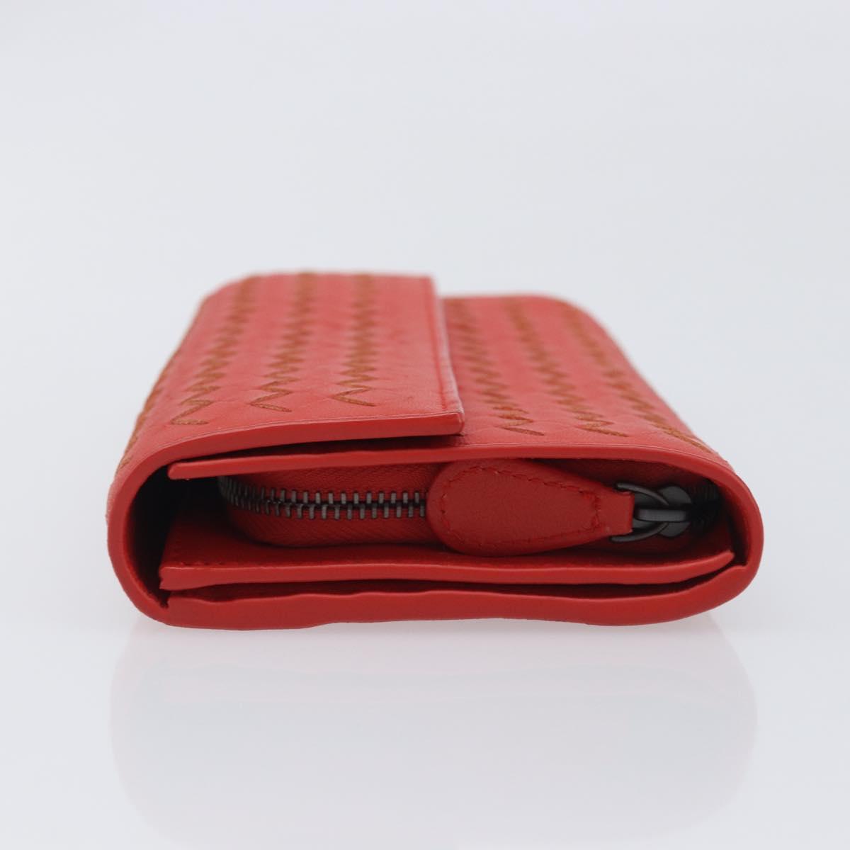 Bottega Veneta INTRECCIATO Long Wallet Leather Orange Auth am13125V