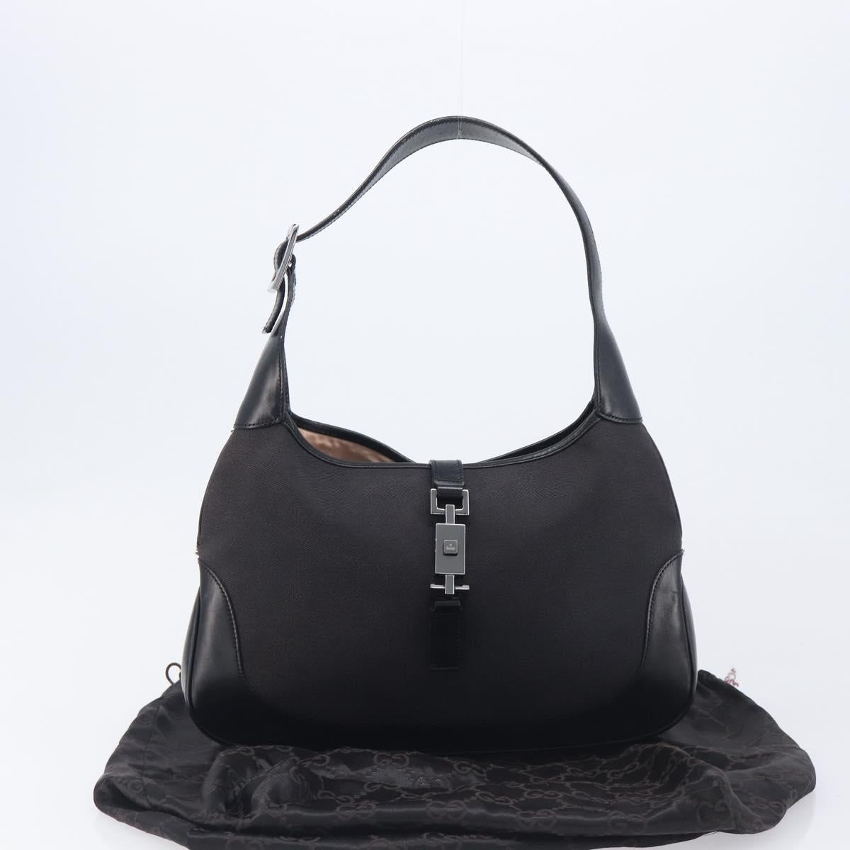 GUCCI Jackie Shoulder Bag Canvas Black Silver 001 3306 Auth am13126V