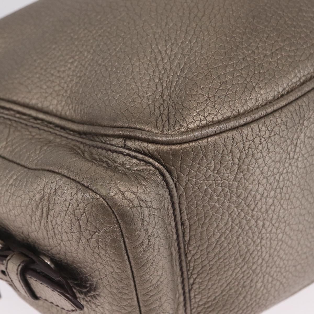 PRADA Shoulder Bag Leather Gold Silver Auth am13129V