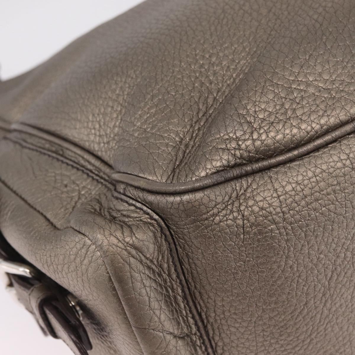 PRADA Shoulder Bag Leather Gold Silver Auth am13129V