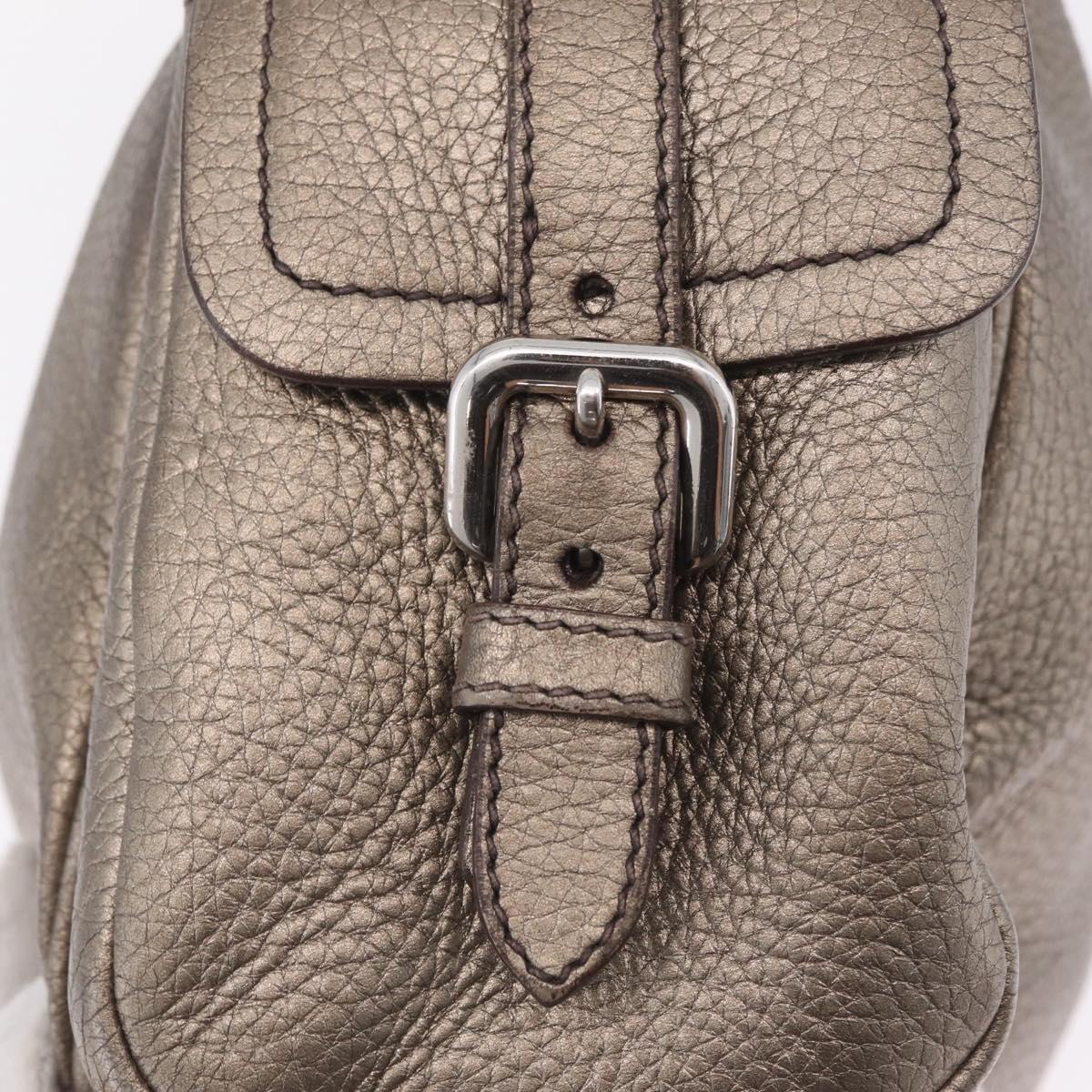 PRADA Shoulder Bag Leather Gold Silver Auth am13129V