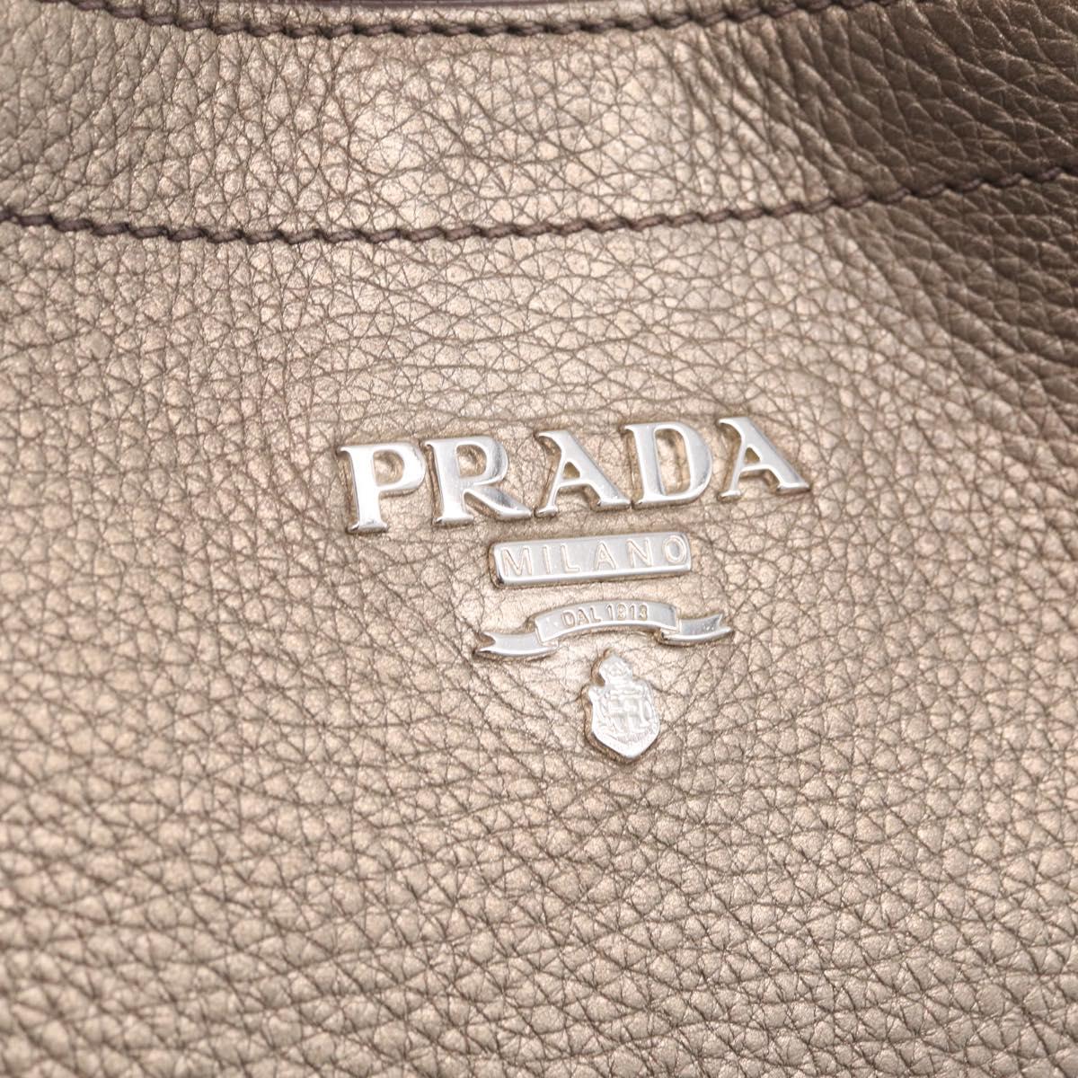 PRADA Shoulder Bag Leather Gold Silver Auth am13129V