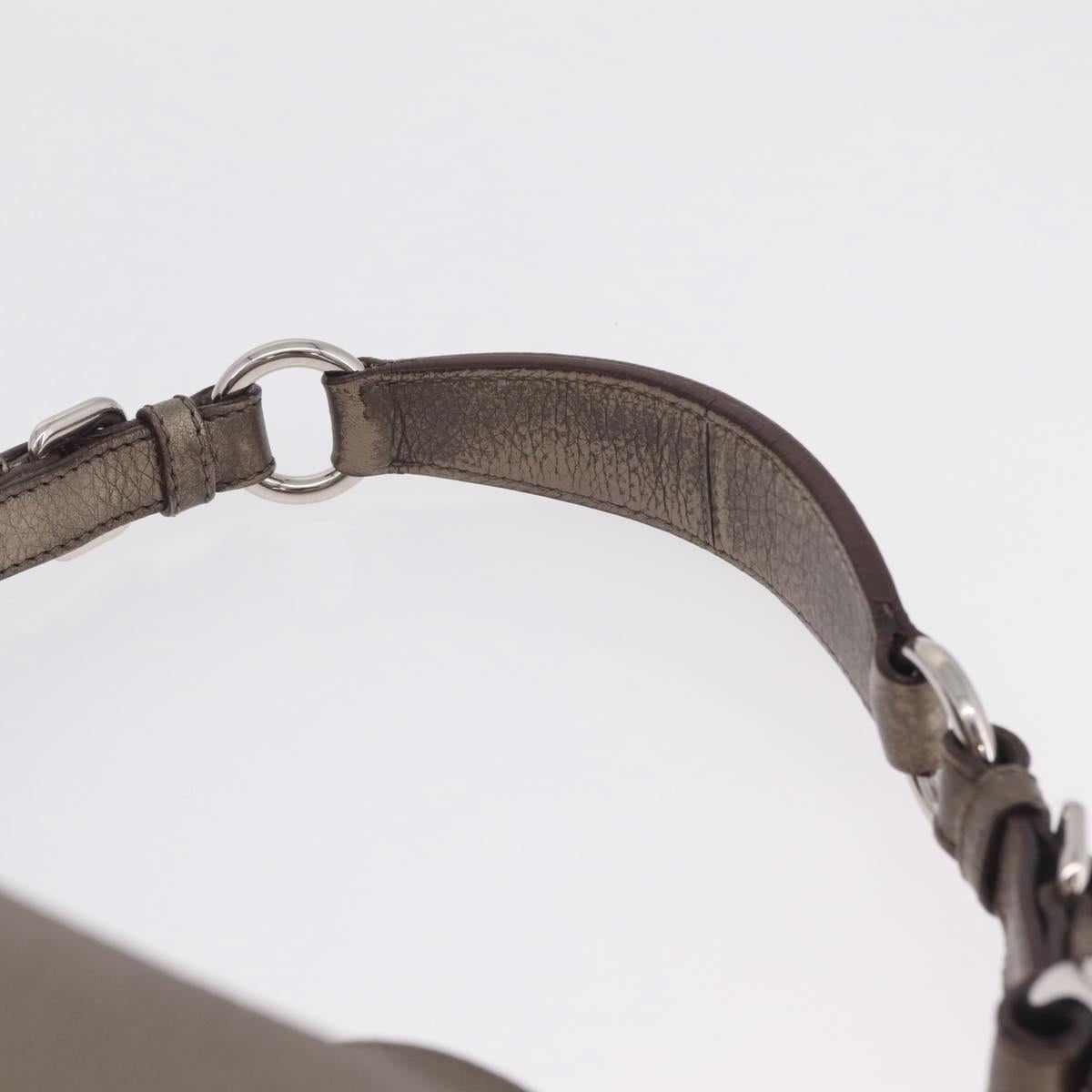 PRADA Shoulder Bag Leather Gold Silver Auth am13129V