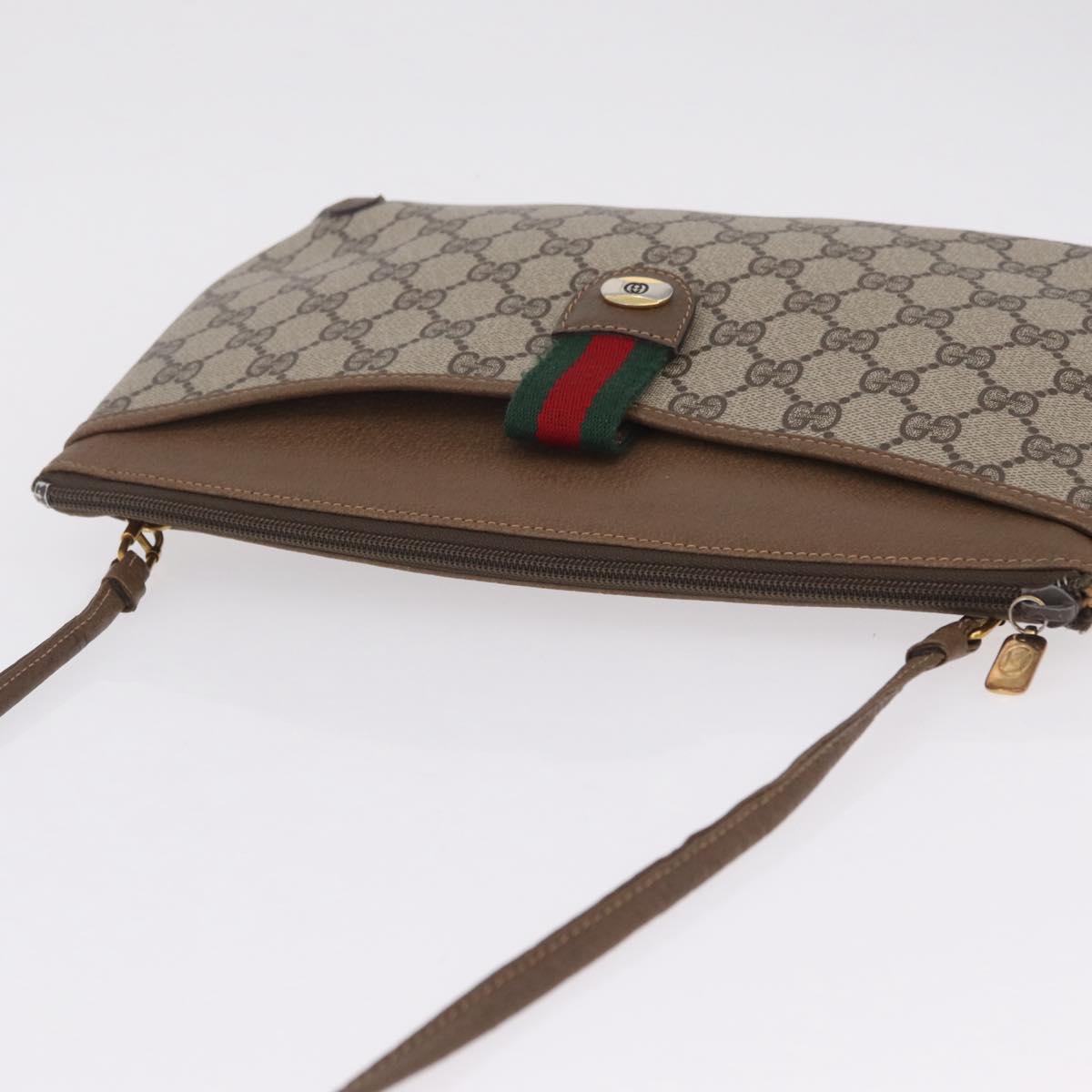 GUCCI GG Supreme Web Sherry Line Shoulder Bag PVC Brown 904 02 026 Auth am13133A