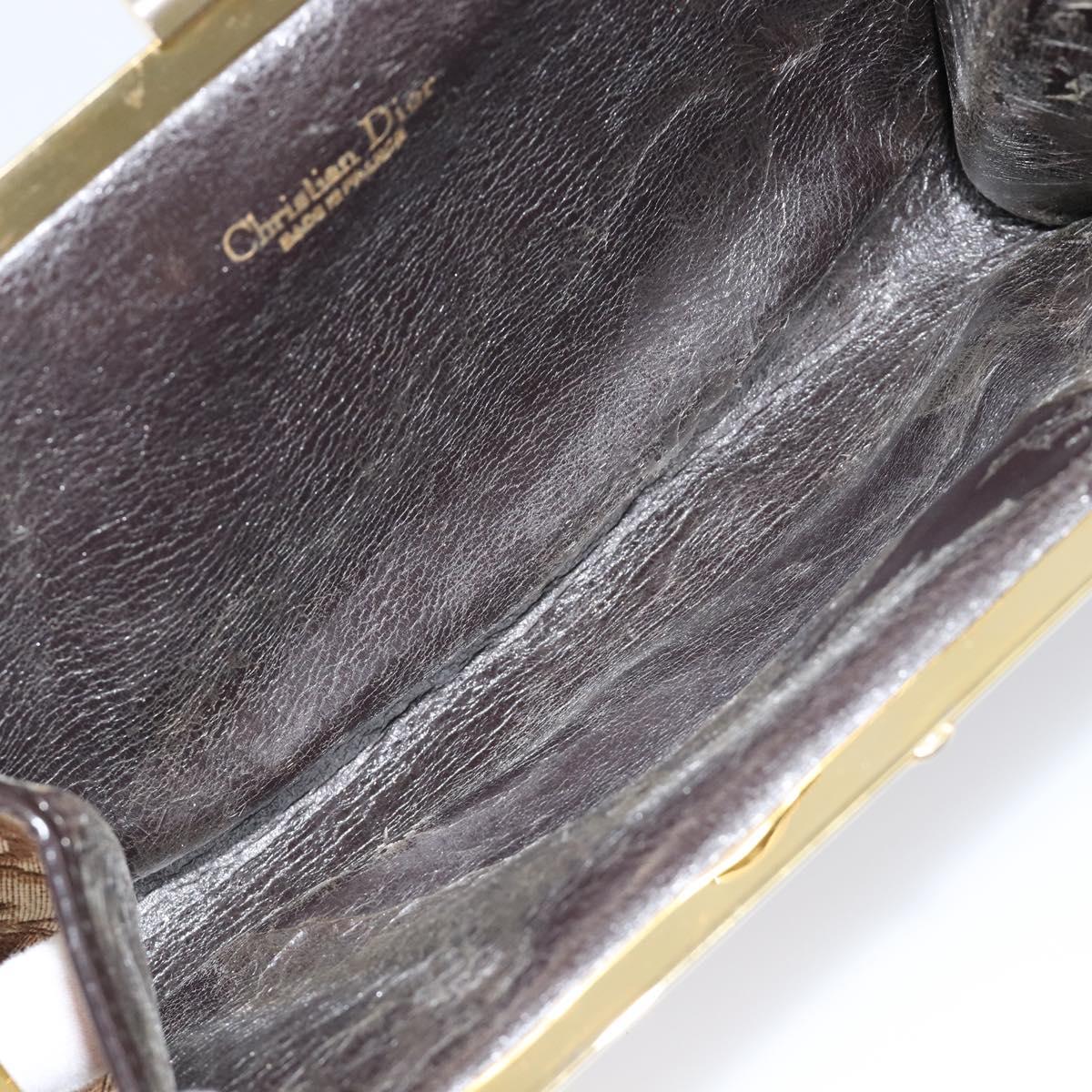 Christian Dior Trotter Canvas Clutch Bag Brown Gold Auth am13145