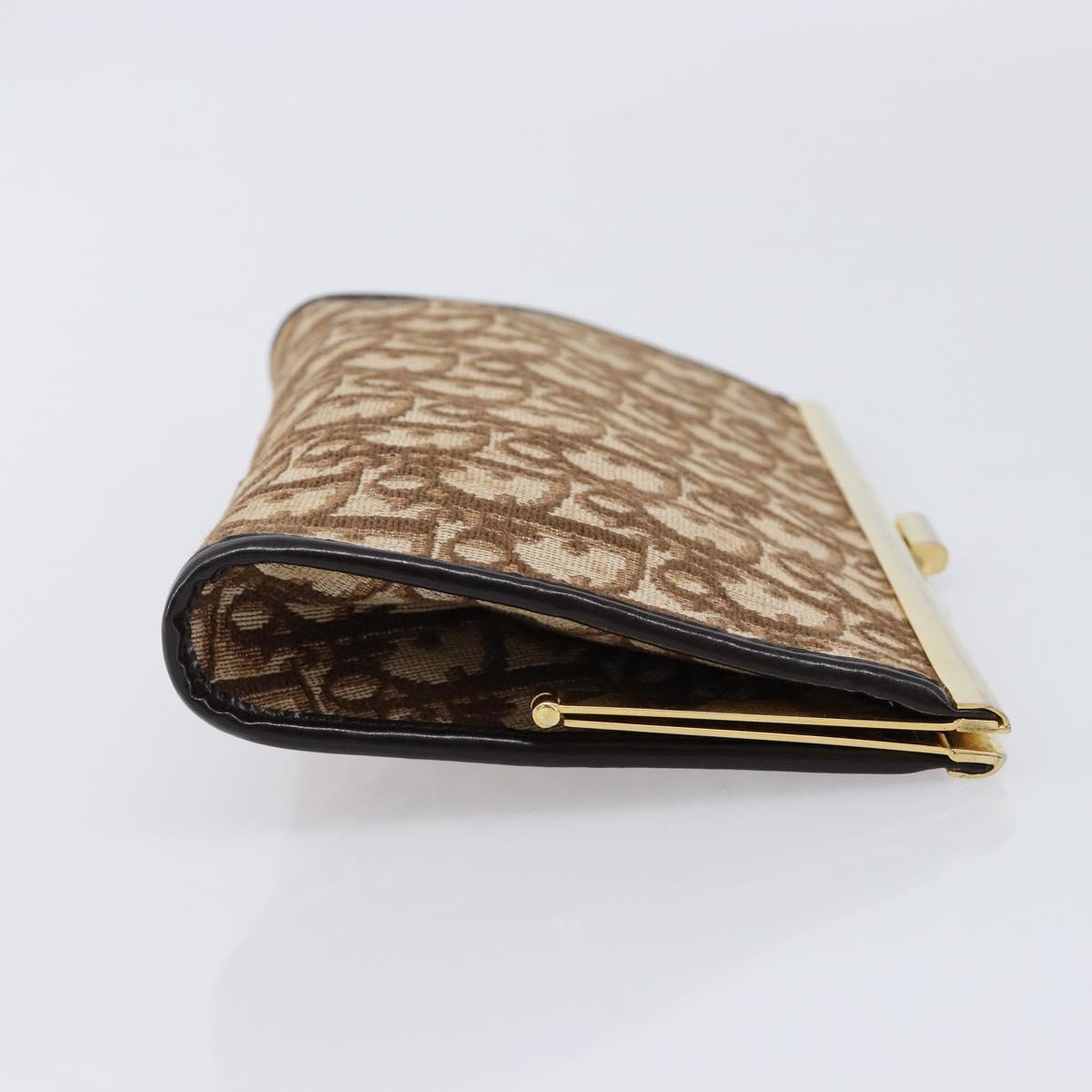 Christian Dior Trotter Canvas Clutch Bag Brown Gold Auth am13145