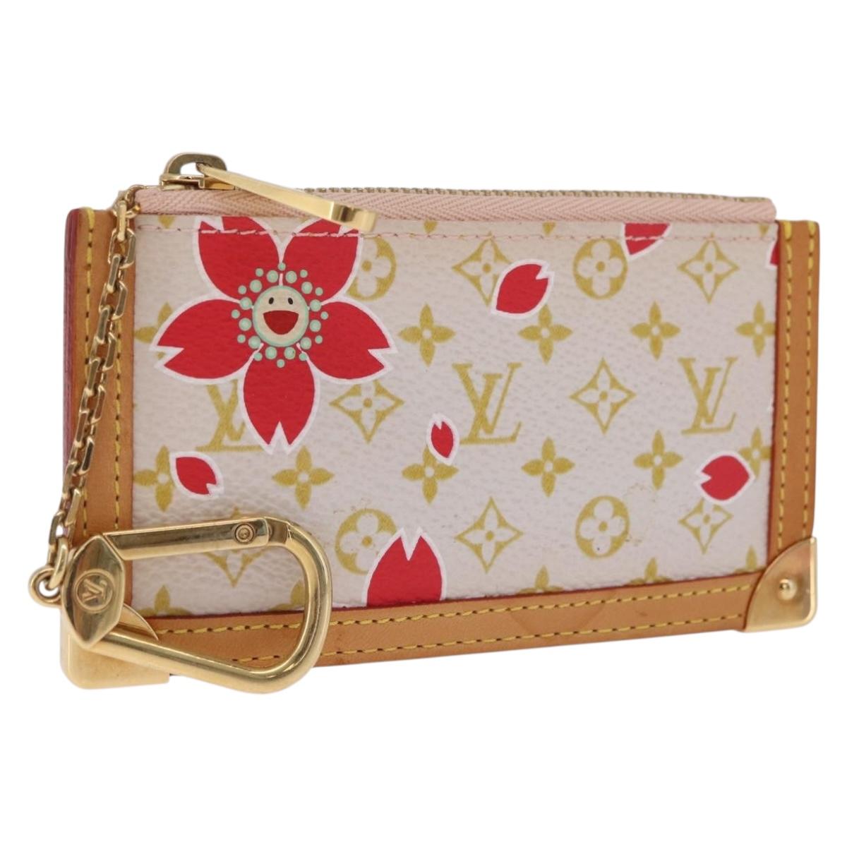 LOUIS VUITTON Monogram Cherry Blossom Pochette Cree Purse Red LV Auth am13239M