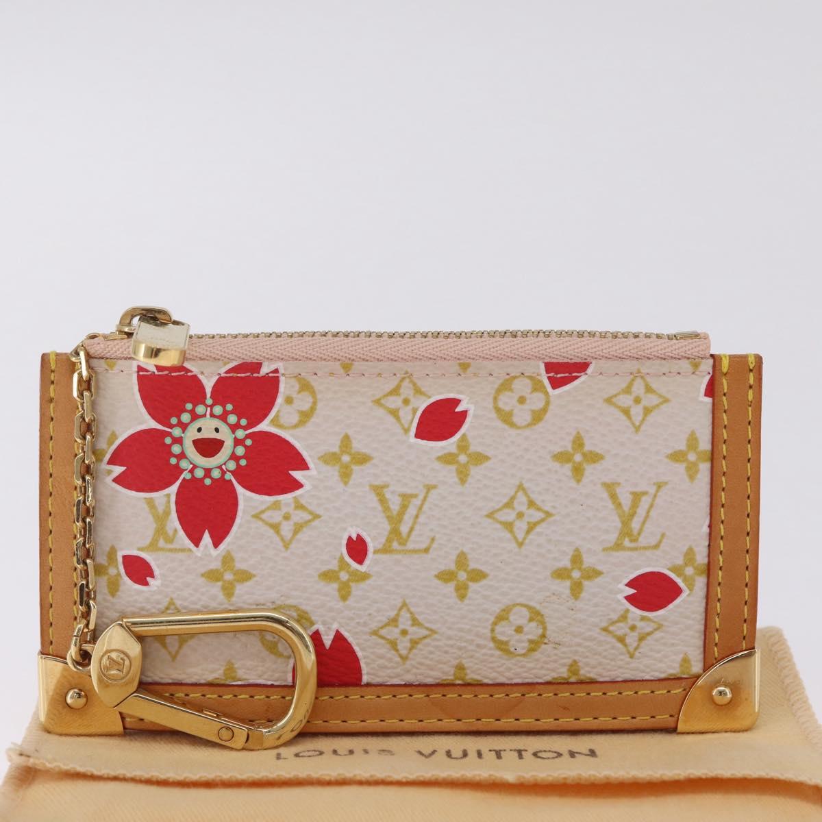 LOUIS VUITTON Monogram Cherry Blossom Pochette Cree Purse Red LV Auth am13239M