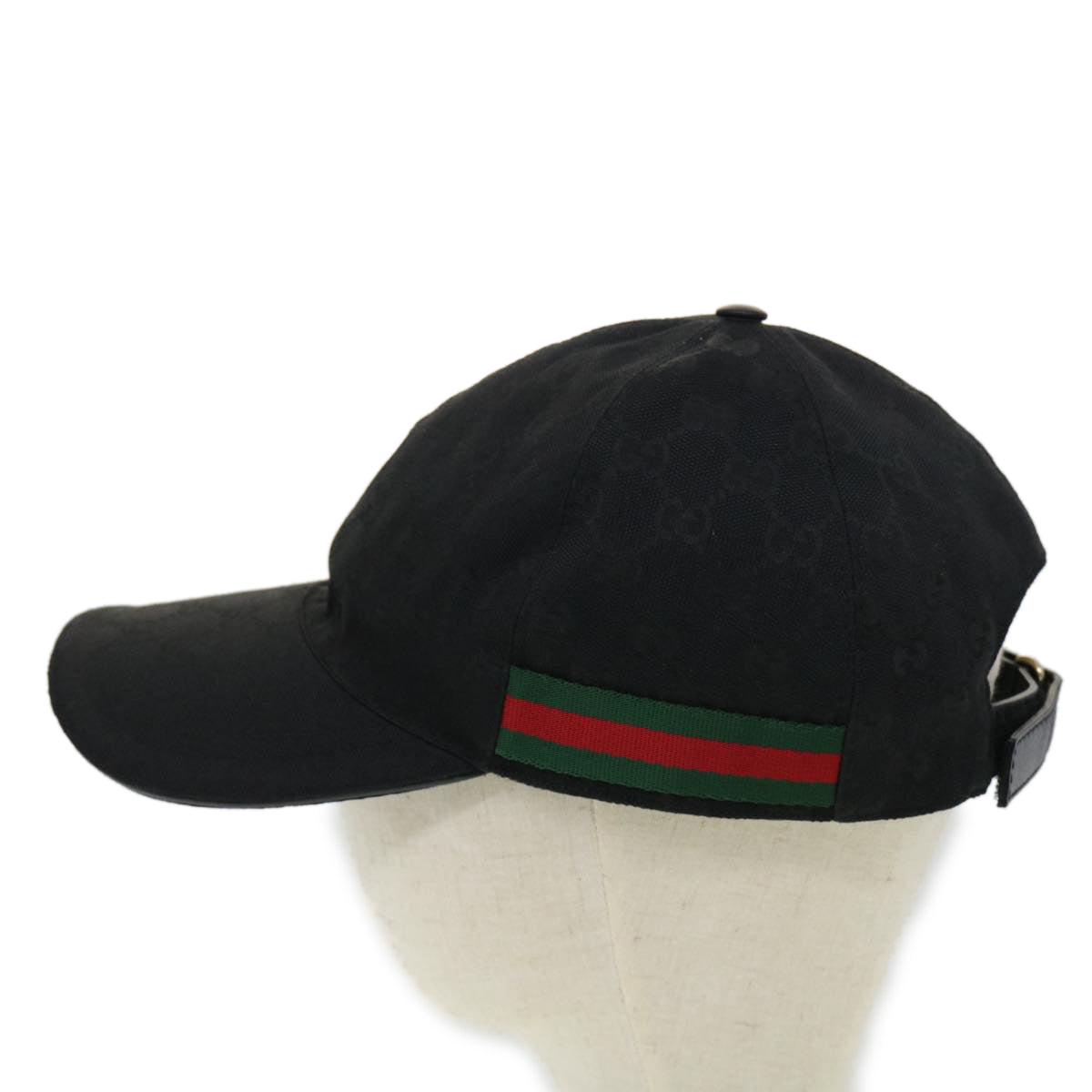 GUCCI Web Sherry Line GG Canvas Cap Black Green Red Auth am3211